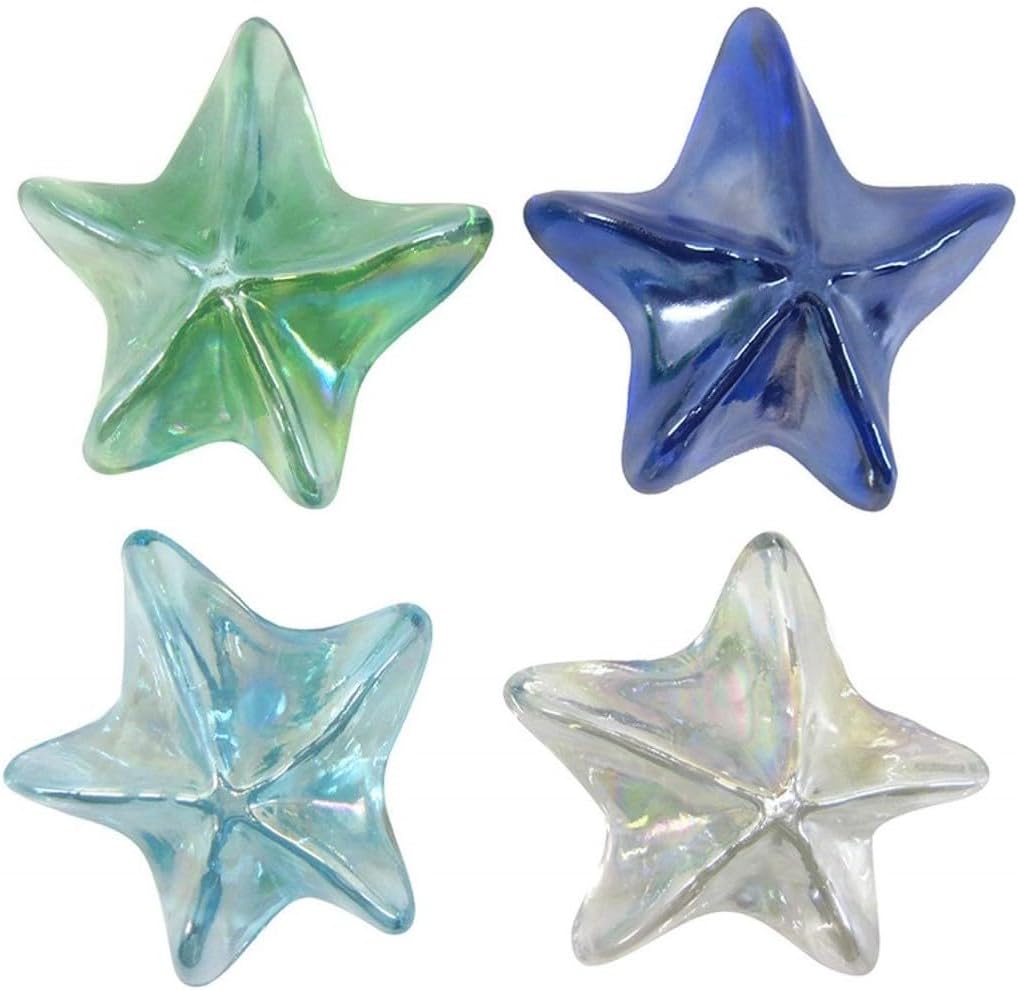 Glass Starfish Paperweights Iridescent Finish 3.5 Inch Diameter Pack of 4 Coastal Decor