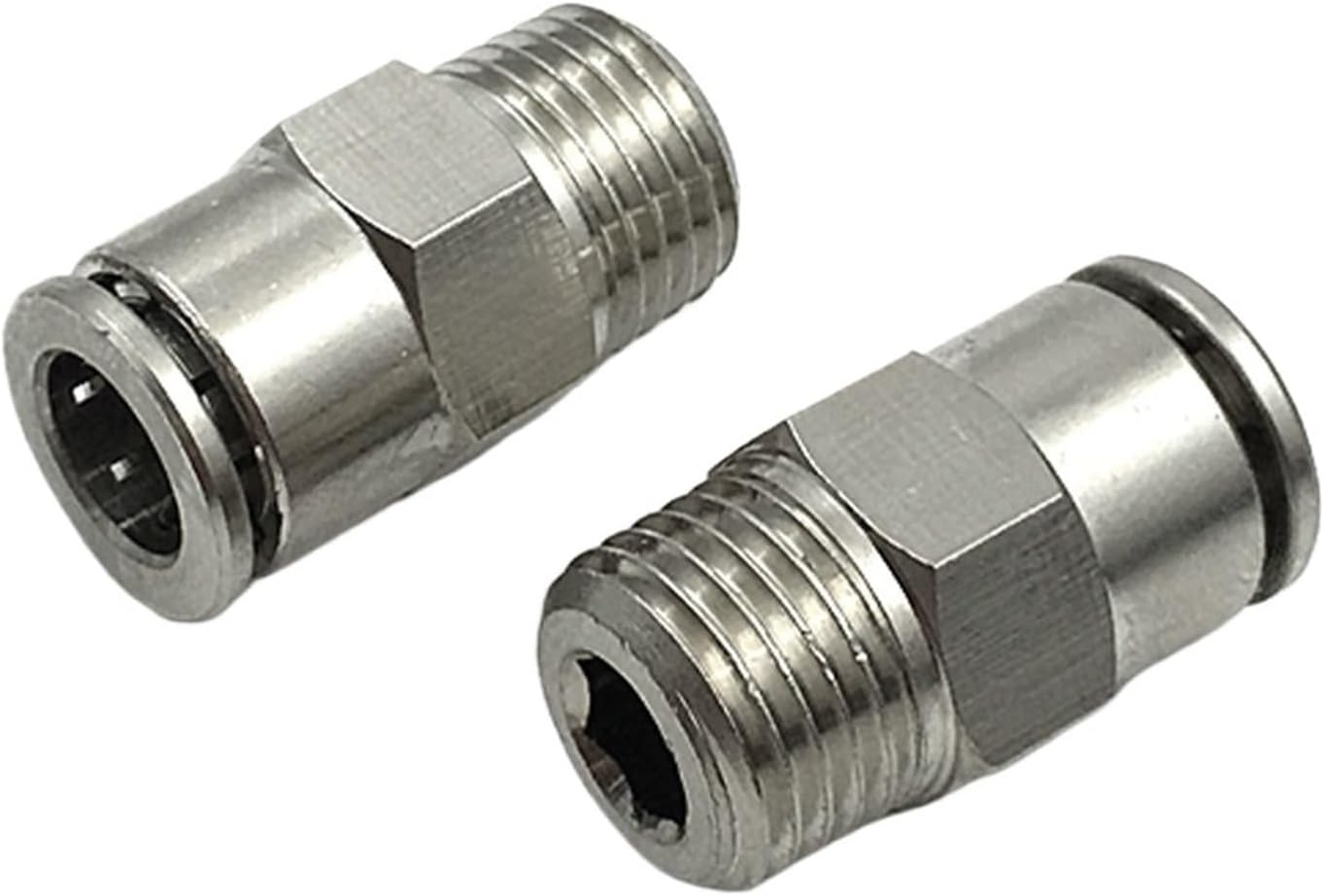 PC copper nickel-plated metal pneumatic quick connector M5 1/8 1/4 3/8 1/2 taper sealing external thread PU hose trachea 4 6 8(PC12-01)