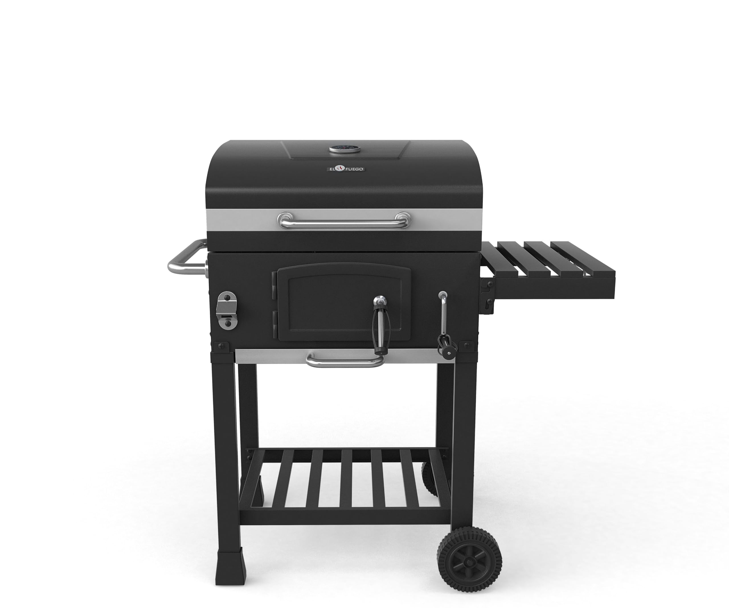 Grill na węgiel drzewny "Calgary" firmy El Fuego® | w zestawie z systemem "Rost-in-Rost" | ruszt do grillowania z żeliwa | design sejfu | w zestawie otwieracz do butelek | grill BBQ | AY 3722