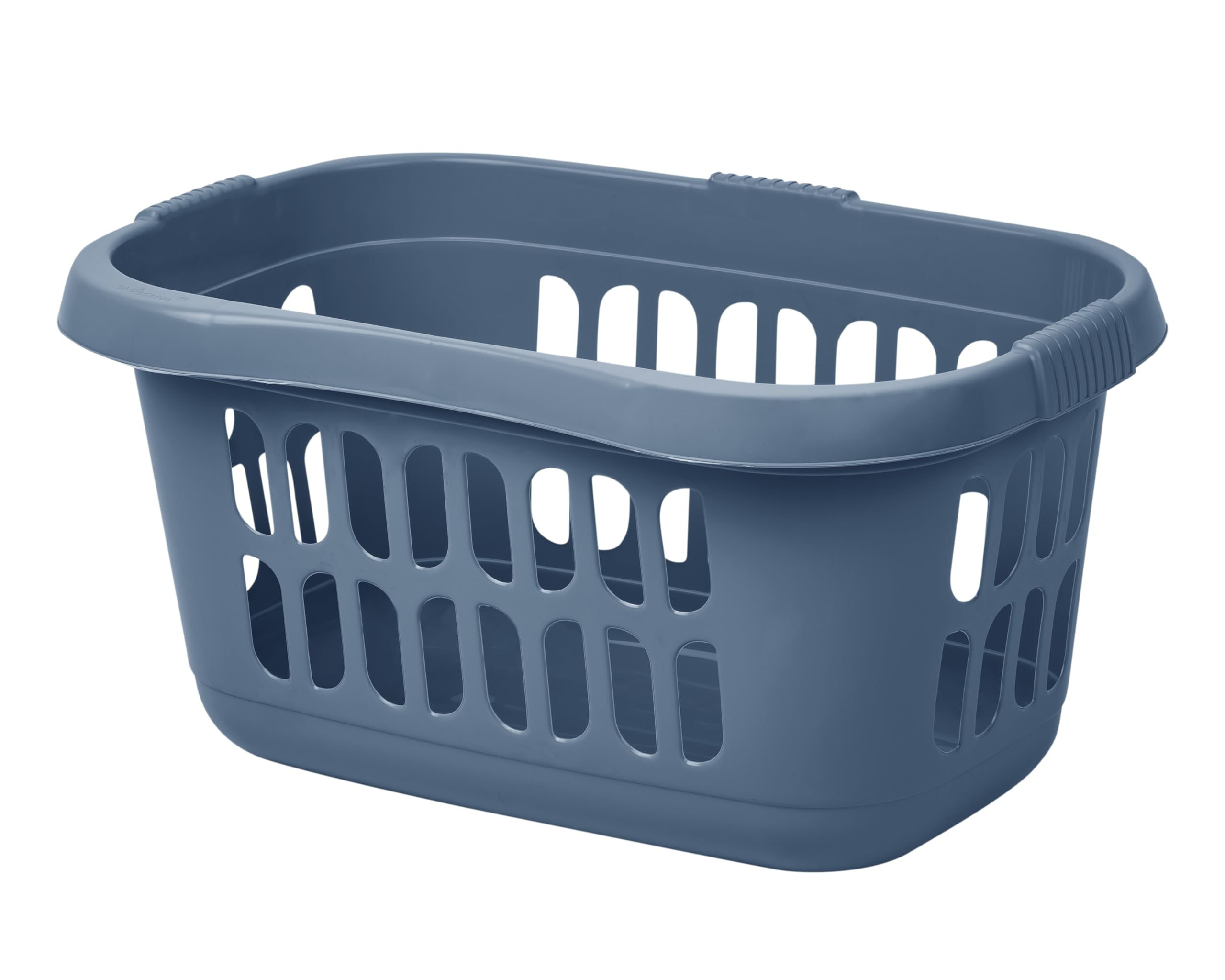 M1SS 60L Litre Midnight Navy Hipster Laundry Basket Plastic Washing Laundry Hamper Baskets for Storing Clothes Bedroom Bathroom Toys Organiser Kids Room with Integral Handles Airing Holes (Single)