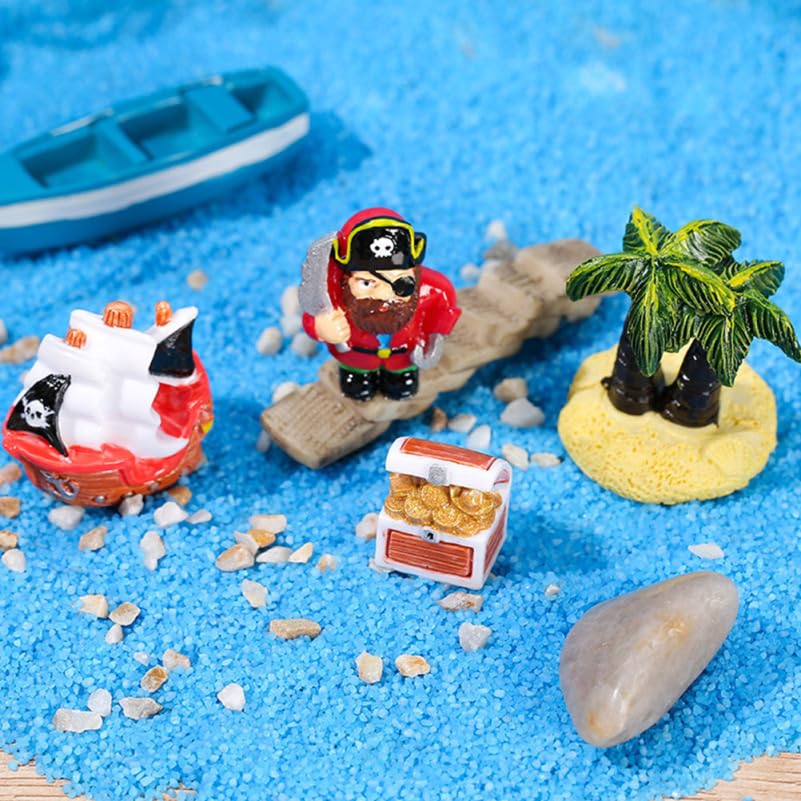 MAGICLULU Miniature Pirate Ship Figurine Set including Treasure Chest and Palm Tree Coastal Beach Decor for Dollhouse and Diy Home Office Garden Landscape - Image 4