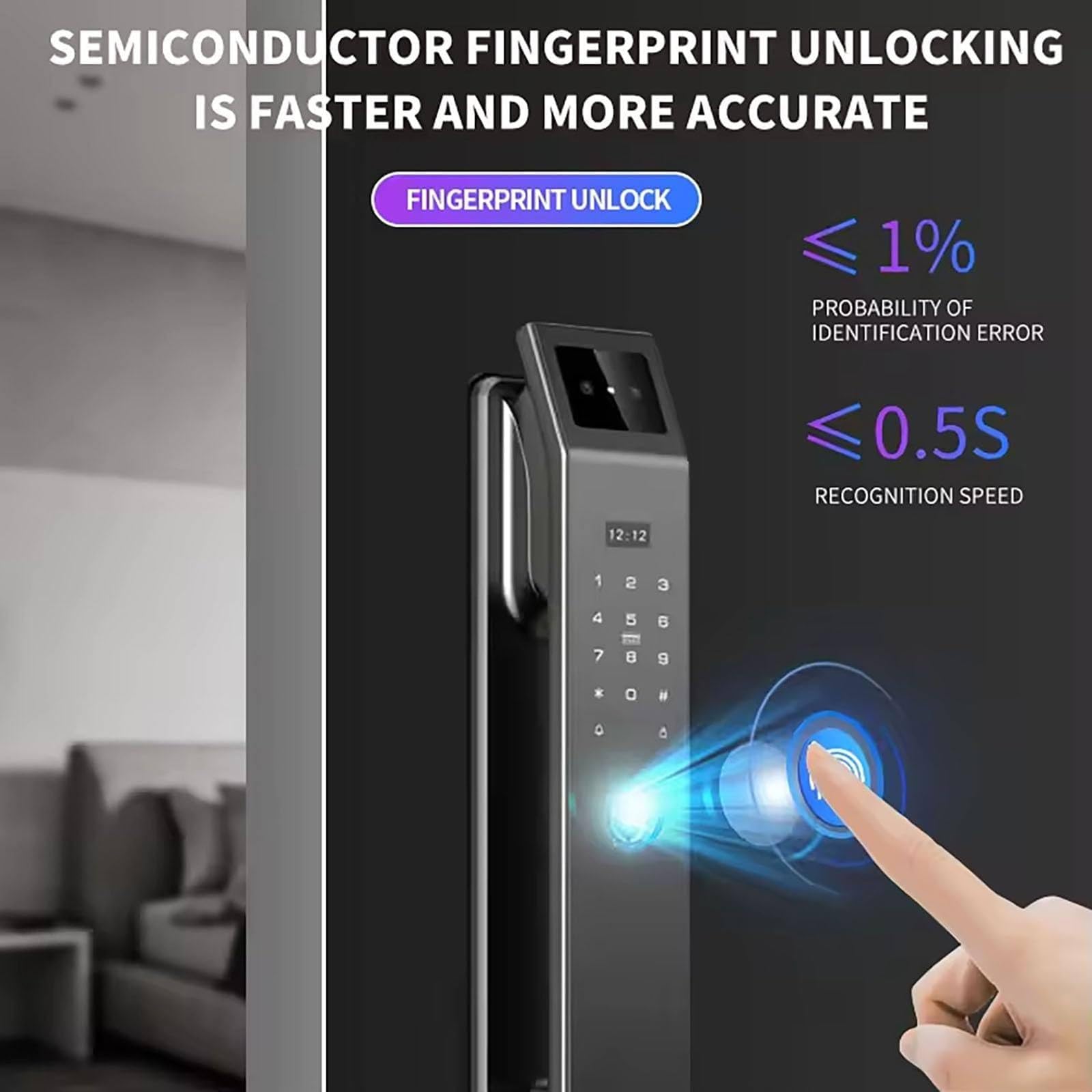 Cerradura Inteligente Con Video Y Cámara, Cerradura De Puerta Inteligente Con Reconocimiento Facials 3D, WiFi Integrado, Timbre Con Video, Control Por Aplicación, Compatible Con 8 Idiomas