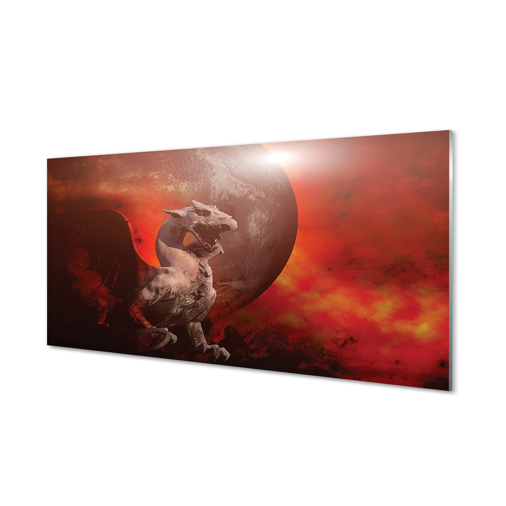 Tableau decoration murale dragon Tulup 100x50cm impression sur verre
