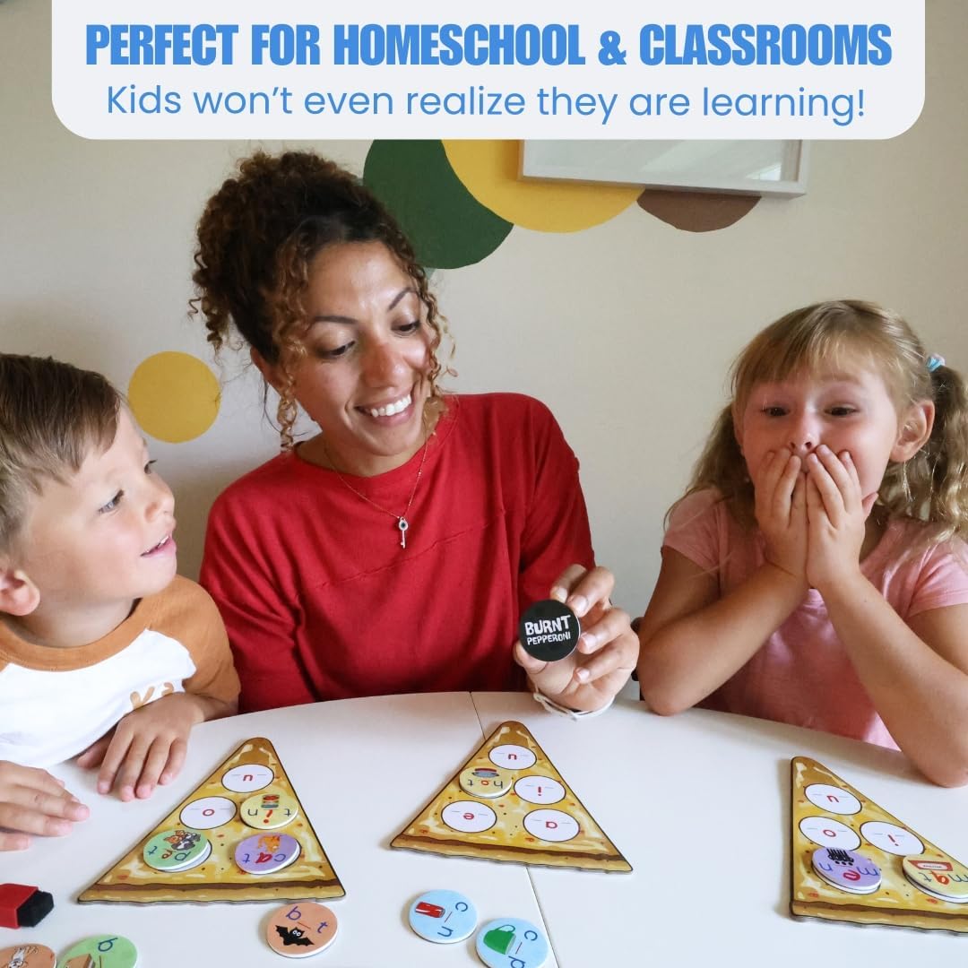 Phonics CVC Word Game - Magnetic Write & Wipe Vowels - Spelleroni Pepperoni by Pidoko Kids - Preschool & Kindergarten, Homeschool, Speech Therapy for Ages 3+