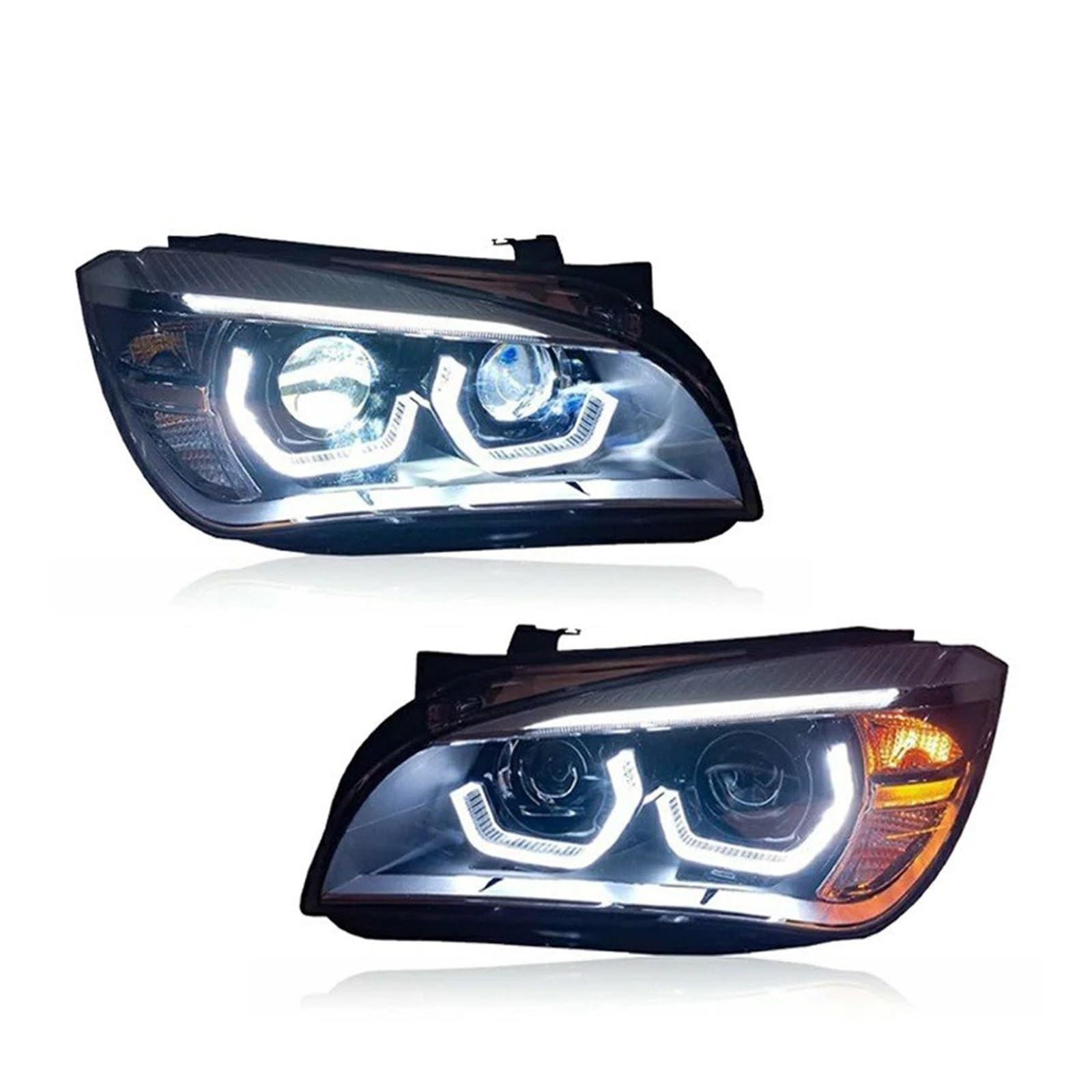 For BMW For X1 E84 F49 2010-2015 Pair Car Headlight Modified LED DRL Angel Eye Front Lamp Assembly Accessories Head Lamp Assy