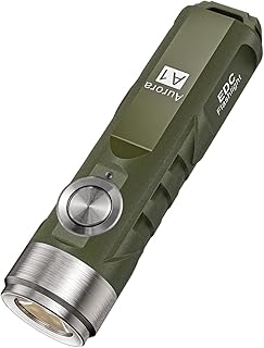 RovyVon A1 USB C Rechargeable EDC Flashlight 650 Lumens Super Bright Outdoor Mini Keychain Flashlights for Everyday Carry, Camping, Thanksgiving, Xmas Gift(Military Green)
