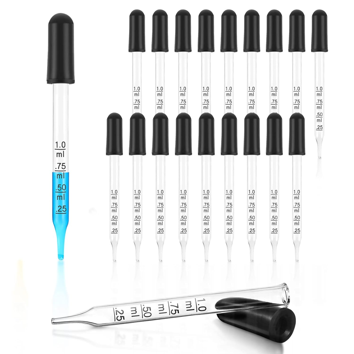 1ml Pipette Dropper, 20Pcs Glass Pipette Dropper 1ml Liquid Transfer Dispenser Clear Scale