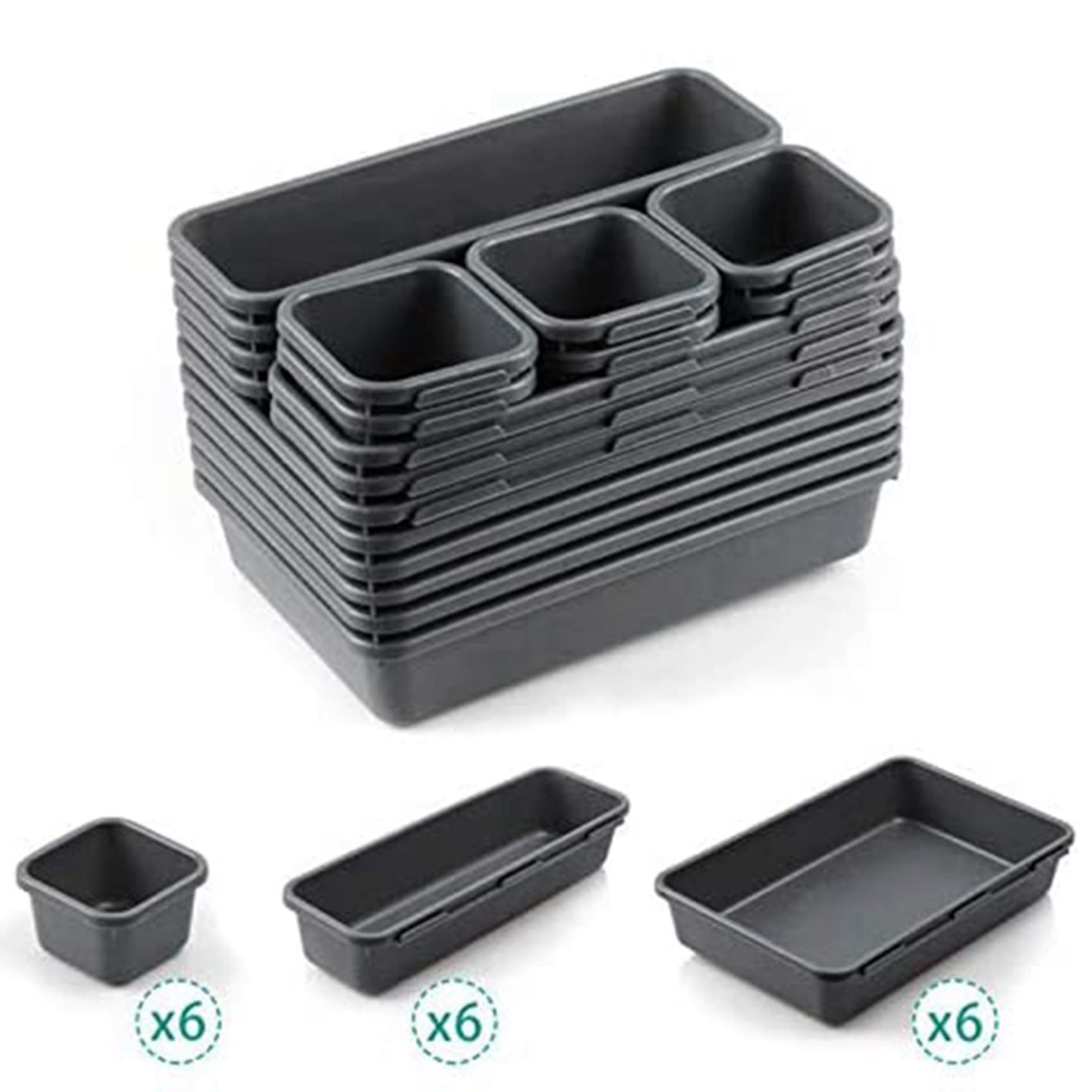 Vassoio Organizer per Cassetti Ad Incastro da 36 Pezzi, Vassoio Multiuso per Scrivania da Scrivania per Cucina, Bagno, Ufficio, Camera da Letto