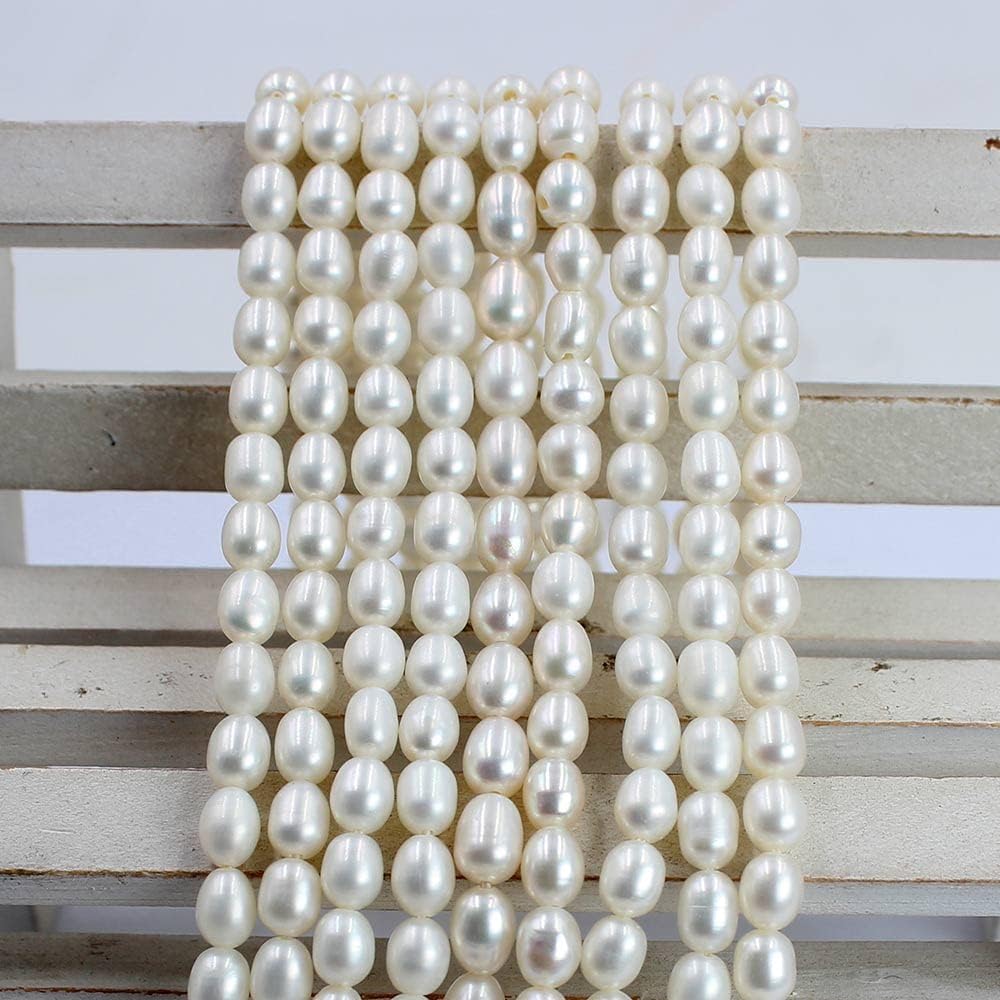 Natural Olivary Rice 3A Grade White Freshwater Pearl Jewelry Necklace Bracelet Earrings Making Craft Loose Beads Strand 15" (3-4mm)