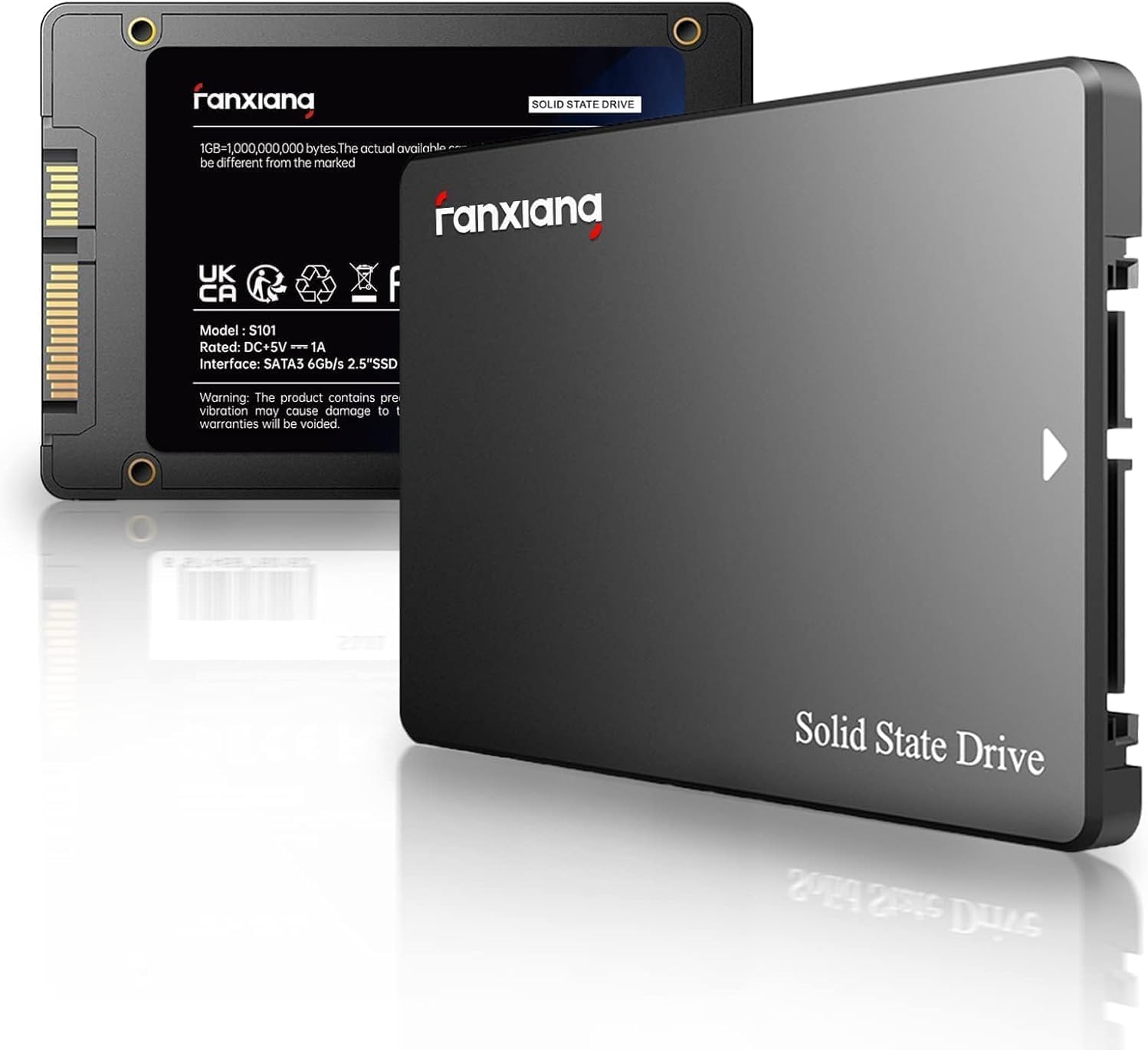 fanxiang S101 4TB SATA III 2,5-Zoll SSD Interne Festplatte, 550MB/s Lesen, 490MB/s Schreiben, SLC-Cache & 3D QLC NAND, für Laptops, Desktop-PCs und Spielkonsolen, Schwarz