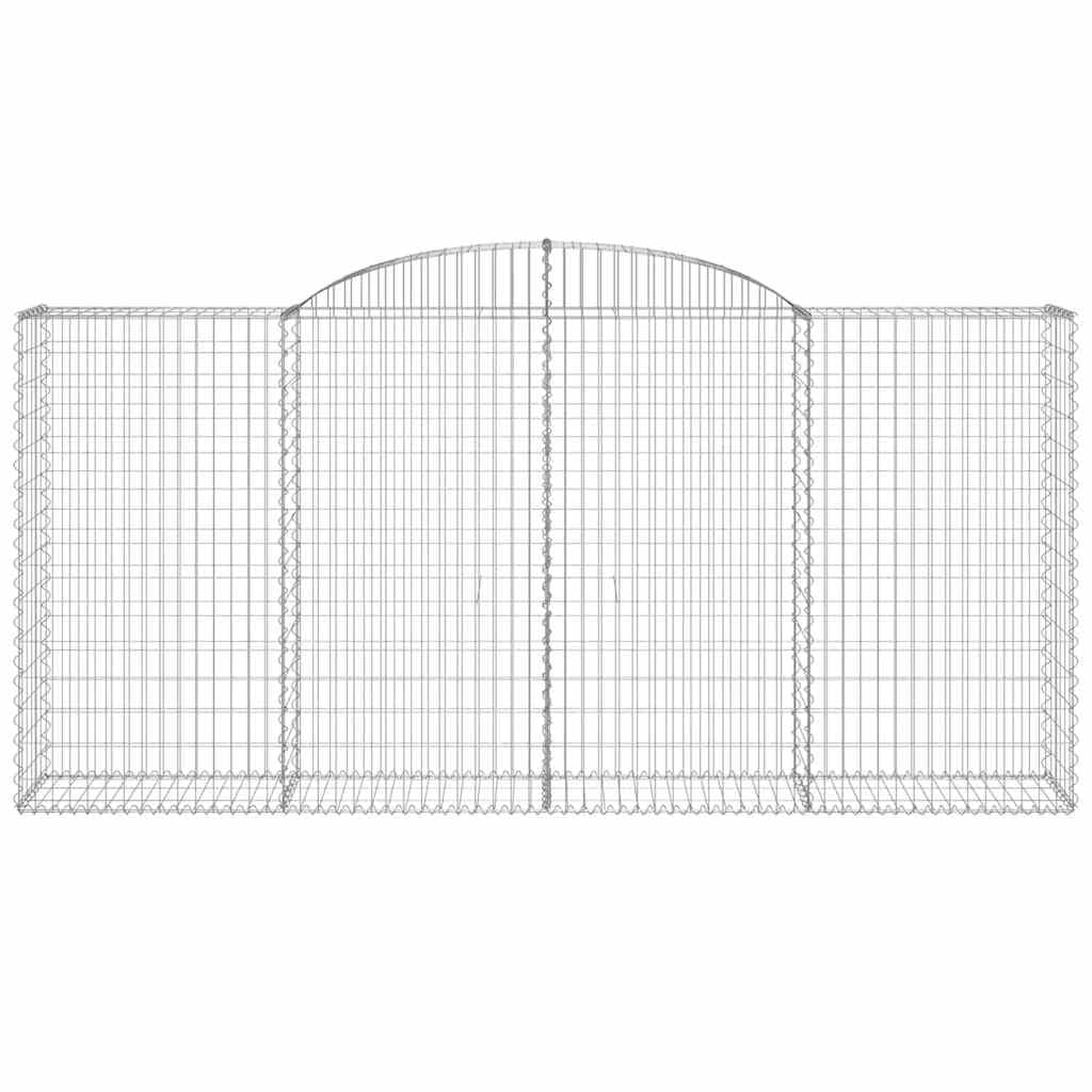 Gaviones con arco alto, 2 unidades, 300 x 50 x 140/160 cm, de hierro galvanizado, para barreras de jardín y protección visual, como pared decorativa insonorizada con construcción estable