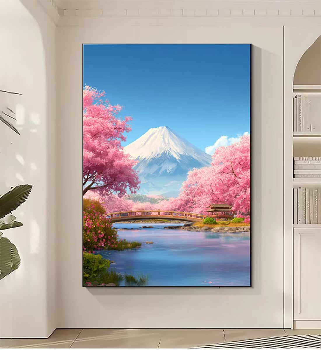 Landschaft Brücke Malen Nach Zahlen Erwachsene, Paint by Numbers Adult Set, Heimwerk Malen Nach Zahlen Kinder Mit Rahmen, Pinsel und 36 Acrylfarbe für Deko Wohnzimmer Geschenke 60 x 80 cm BJHDK805