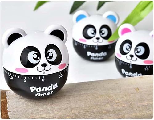 Miniatura 7 de Temporizador de maquinaria de panda de dibujos animados de tamaño pequeño, 60 minutos, temporizador mecánico de cocina, reloj de alarma fuerte,