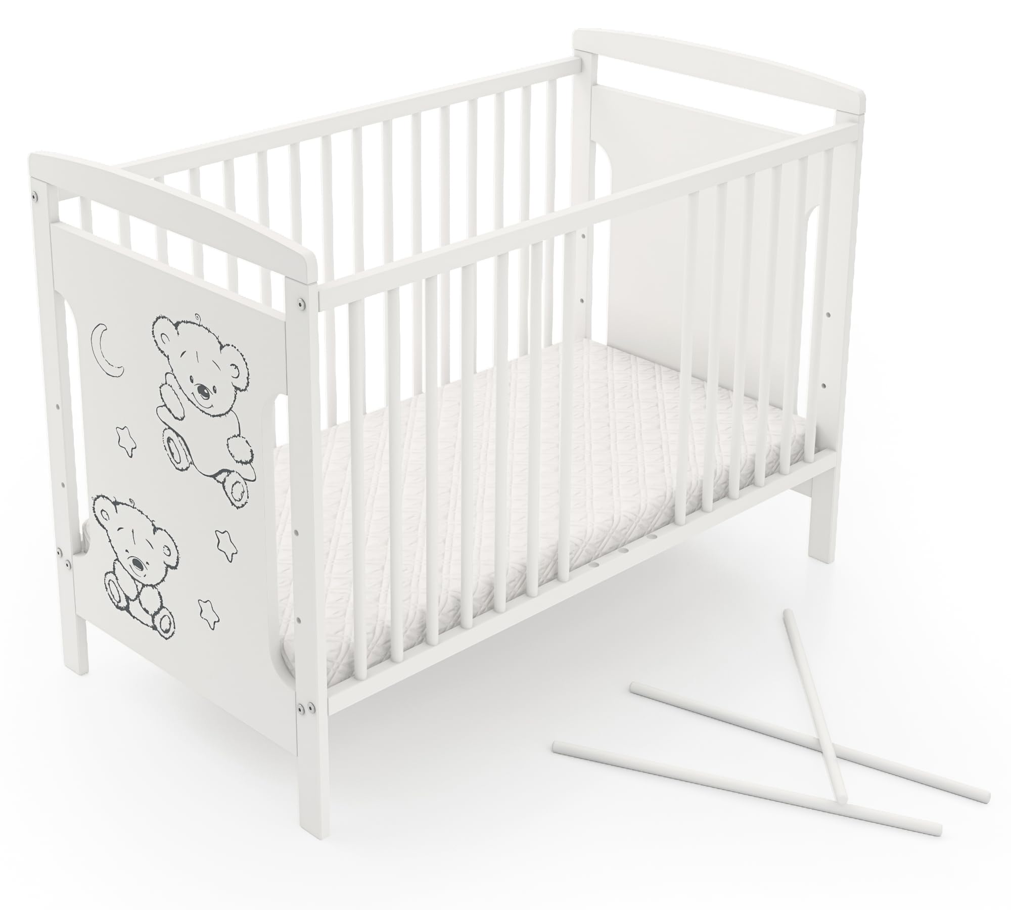 Generico Lettino Ted 60x120cm con Materasso 120x60x6 cm