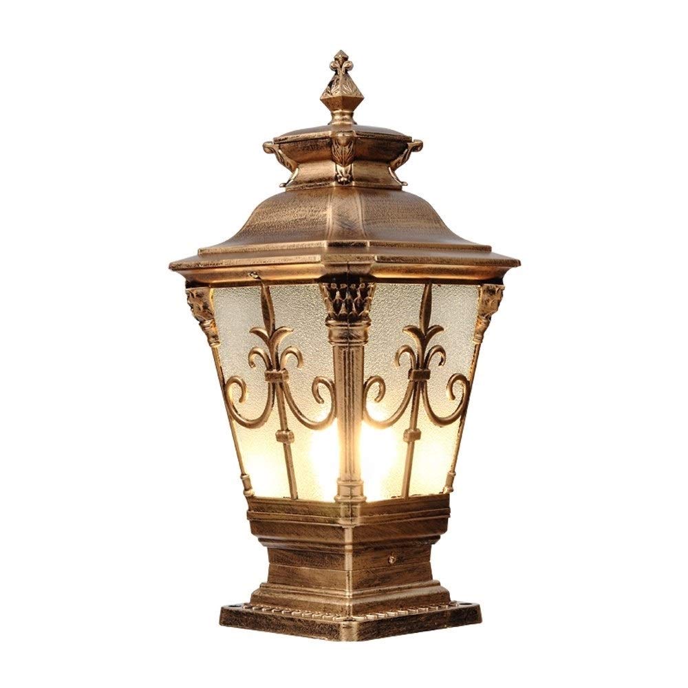 QUSYZD Lamp Post Lights Outdoor, Creative Rustic Bronze Pillar Post Lamp Traditional E27 Ip55 Outdoor Column Lamp High Light Glass E27 Rainproof Pillar Bollard Light Classic,Height: 37CM
