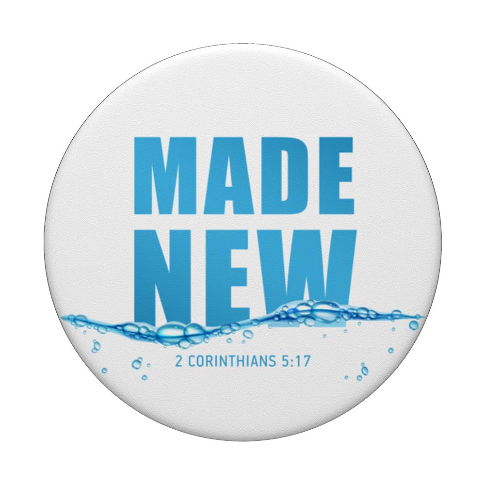 Made New in Christ Jesus: Christian Faith Baptism 2 Cor 5:17 PopSockets Swappable PopGrip, Black - Image 3