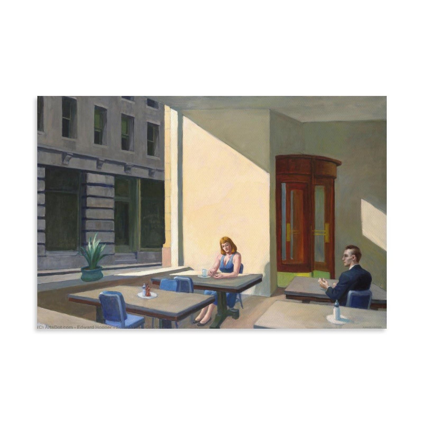 Cambos Unframe-Style Edward Hopper Famous Painters' Works（Sunlights In Cafeteria）Printing Posters Room Aesthetic Print Art Wall Painting Canvas Gifts Modern Bedroom Decor 12X18inch(30X45cm)