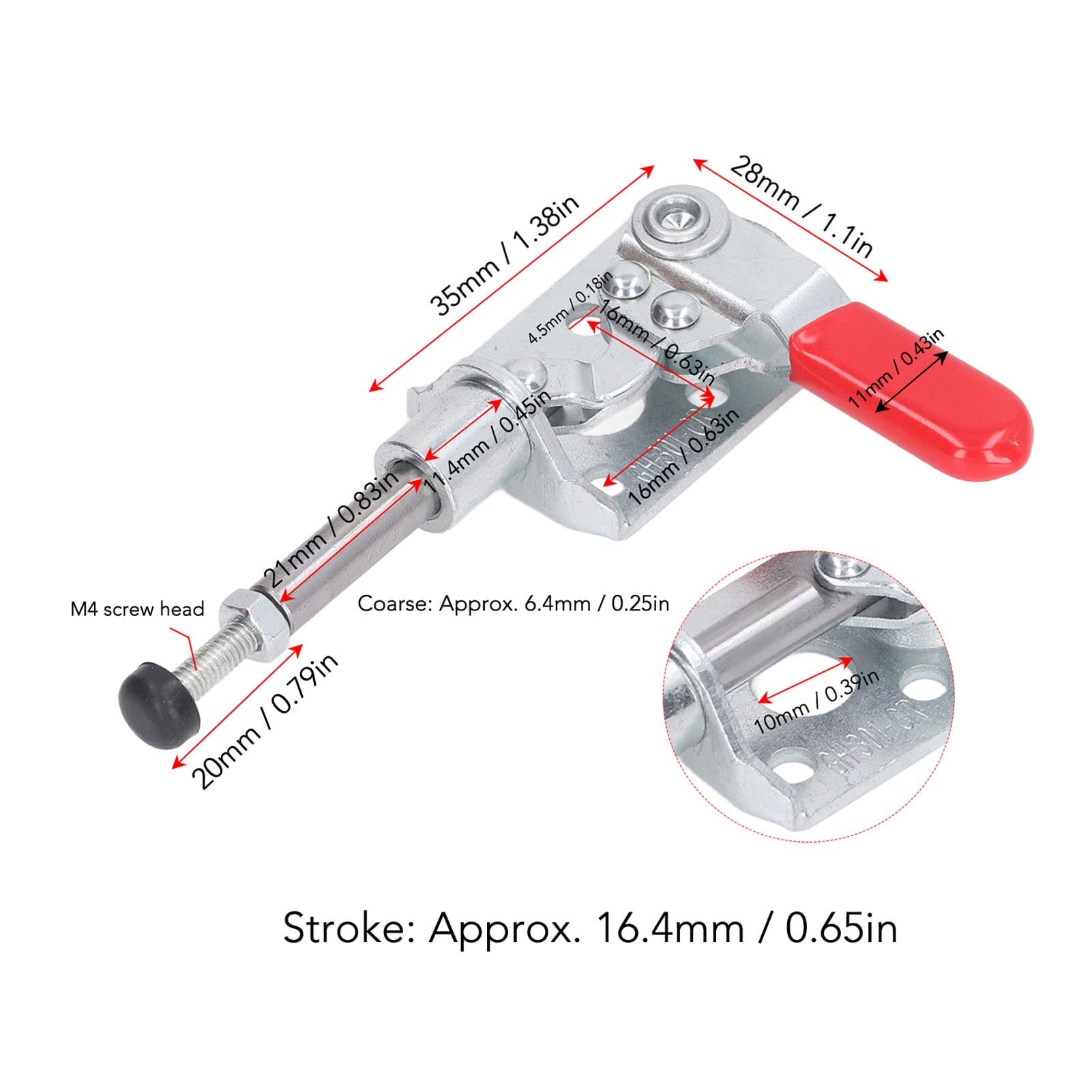 NDNCZDHC Toggle Clamp, 40kg Holding Force Quick Release Push Pull Toggle Clamp, Woodworking Cast Iron Positioning Jig Accessories 0.65in Stroke for Welding