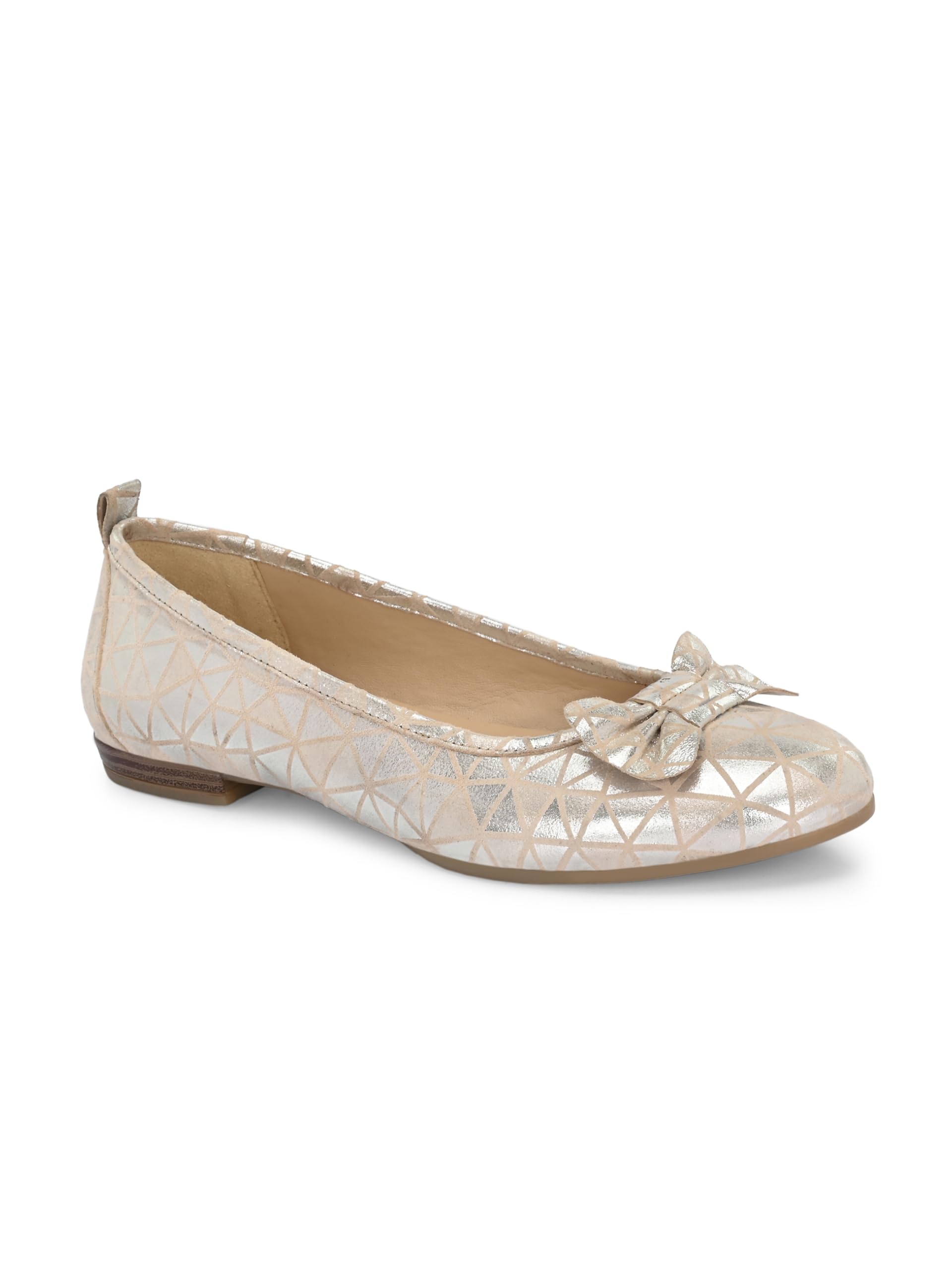 Champagne Gold Color Ballet Flats – Geometric Shimmer Bow-image-29