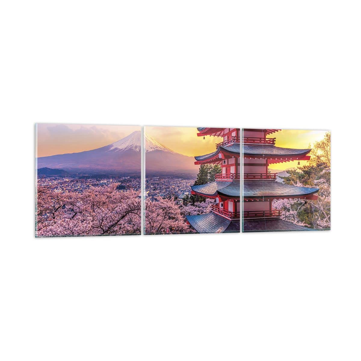 Cuadro Sobre Vidrio Moderno Fuji Choreito - 120x80 Cm, Impresión A Todo Color, Listo Para Colgar En Salón O Cocina