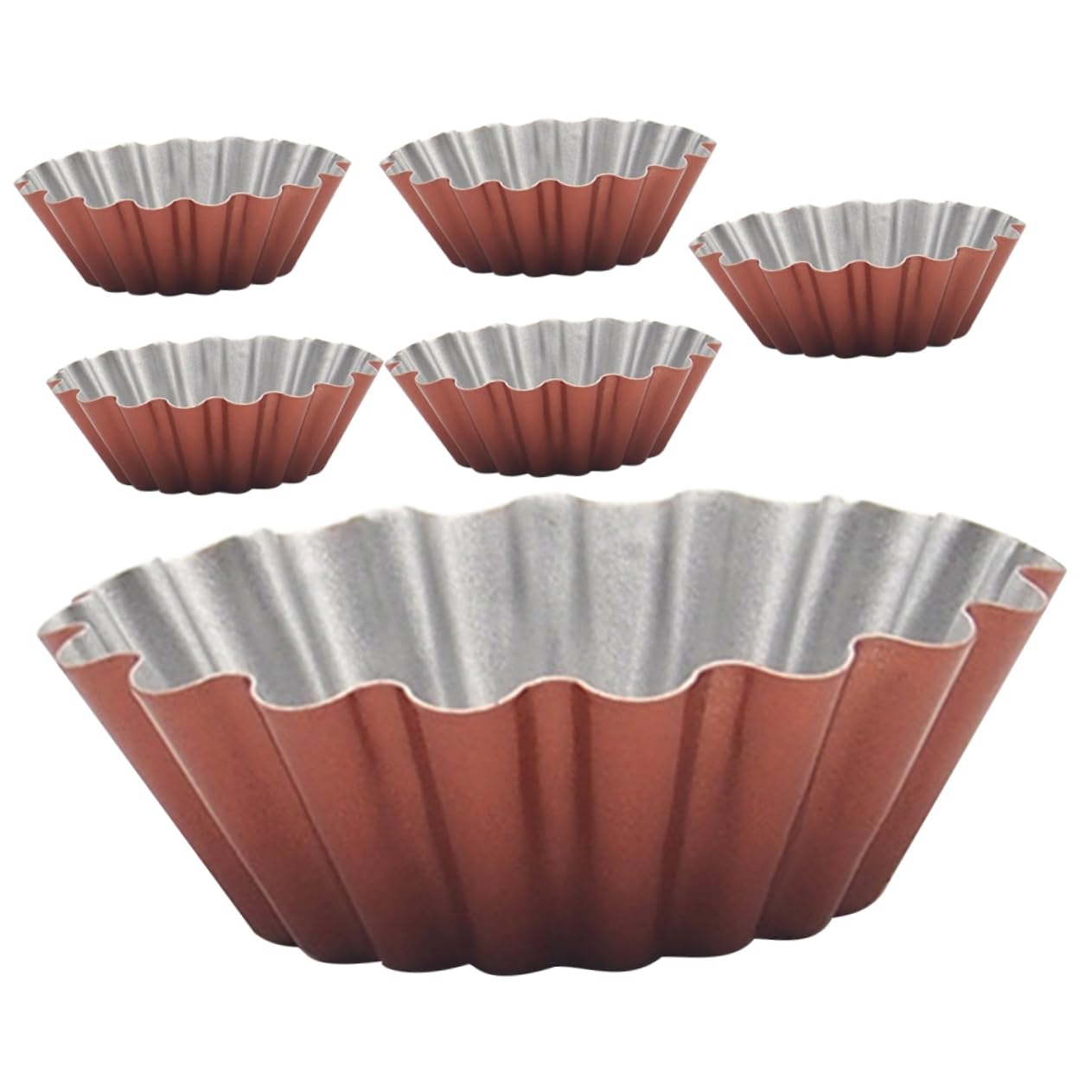 TOPBATHY 3 Juegos Molde Redondo Para Tarta De Huevo Taza Para Hornear Panecillos Domésticos Molde Casero De Gelatina Conveniente Molde De Budín Brown Acero De Alto Carbono 6 Piezas * 3