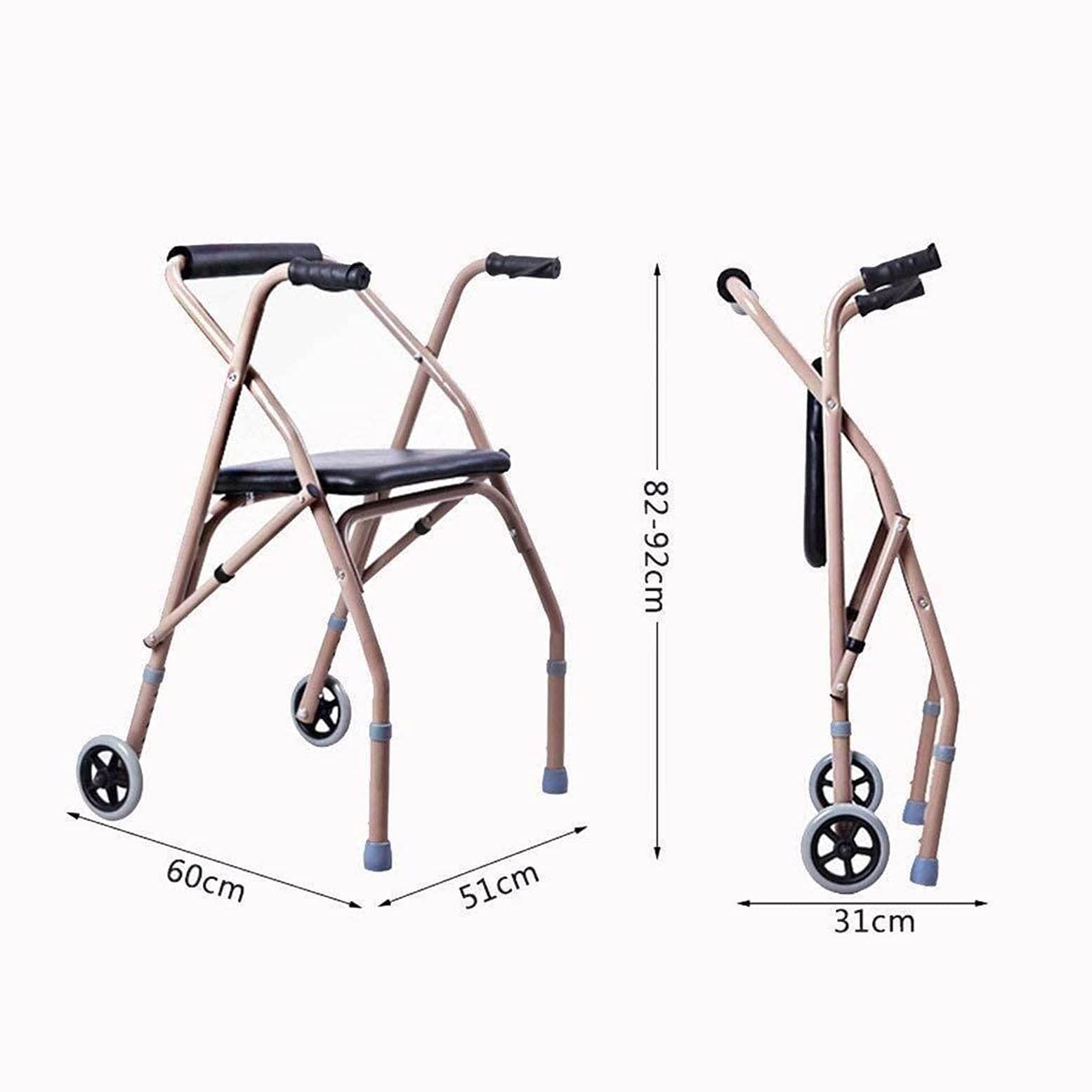 Składany Chodzik Typu Rollator Chodzik Typu Rollator Z Podłokietnikami I Siedziskami, Regulowany Na Wysokość, Dwukołowy Chodzik Ze Stopu Aluminium Dla Osób Starszych I