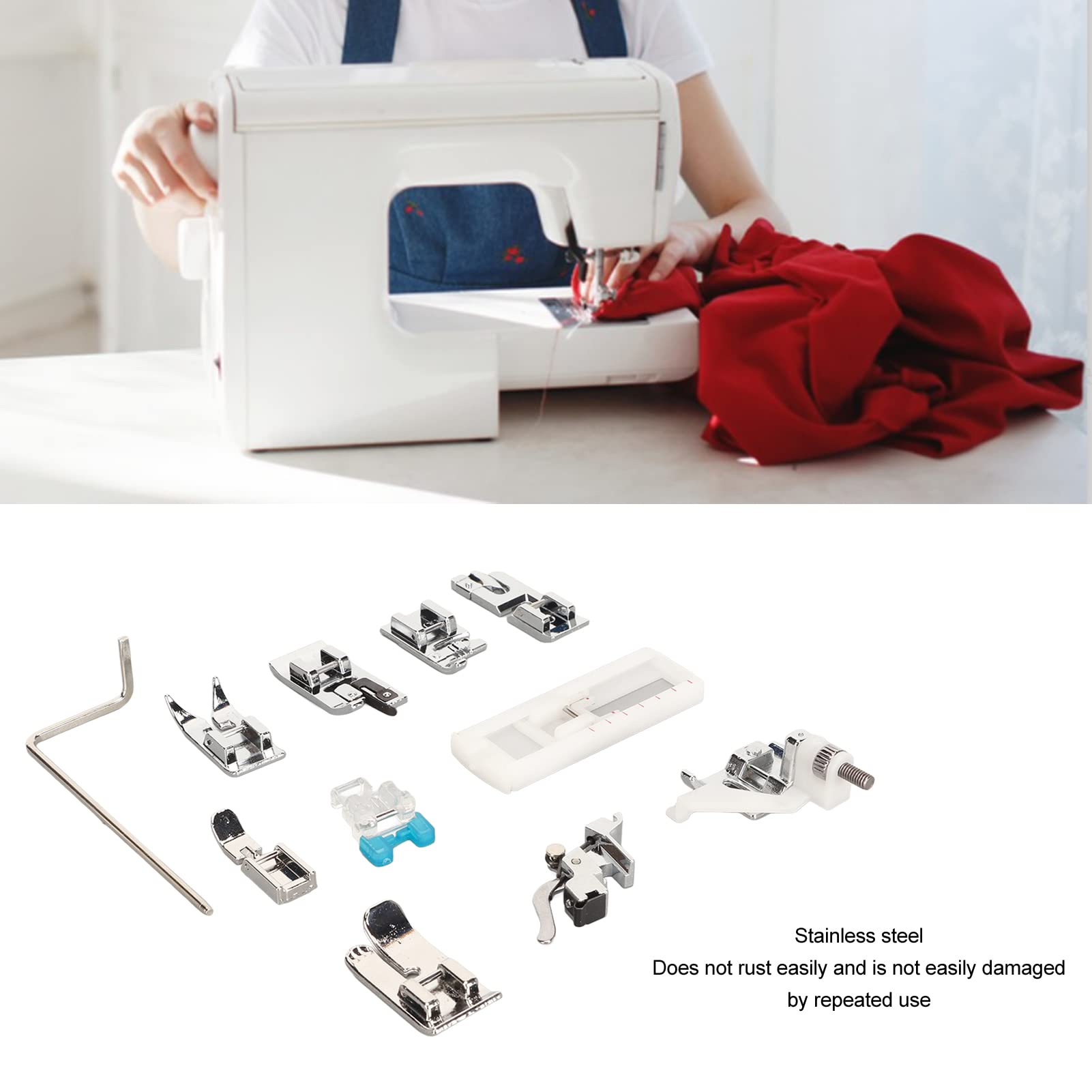 Juego de 10 prensatelas for máquina Coser con buscador, Profesionales Multiusos for Bordar Cremalleras Cuero