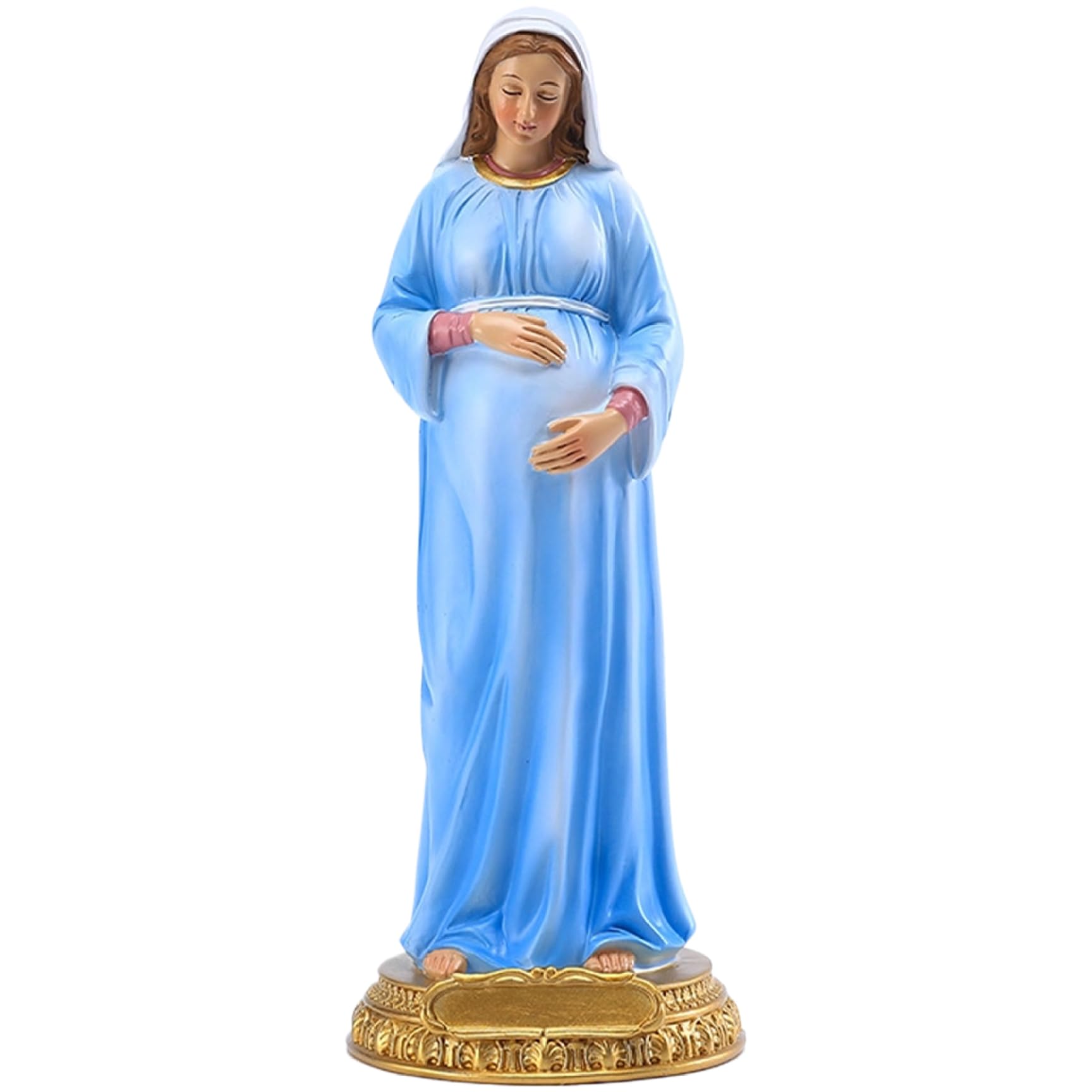 Lcarege Virgin Mary Statue Lifelike Pregnant Mother Mary Statue 8.4" Immaculate Generous Standing Resin Blessed Mother Statues Catholic