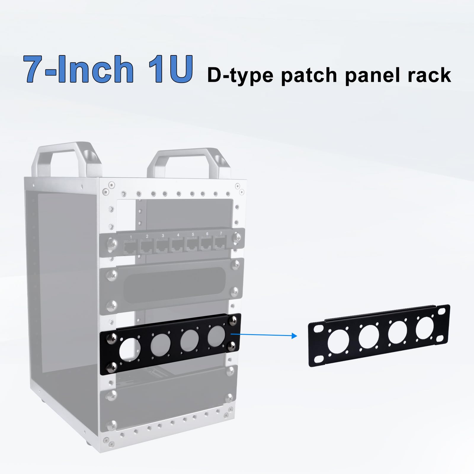 GeeekPi 7-calowy panel do montażu w szafie 1U 4-otworowy panel krosowy typu D do stojaka sieciowego DeskPi RackMate TT Mini