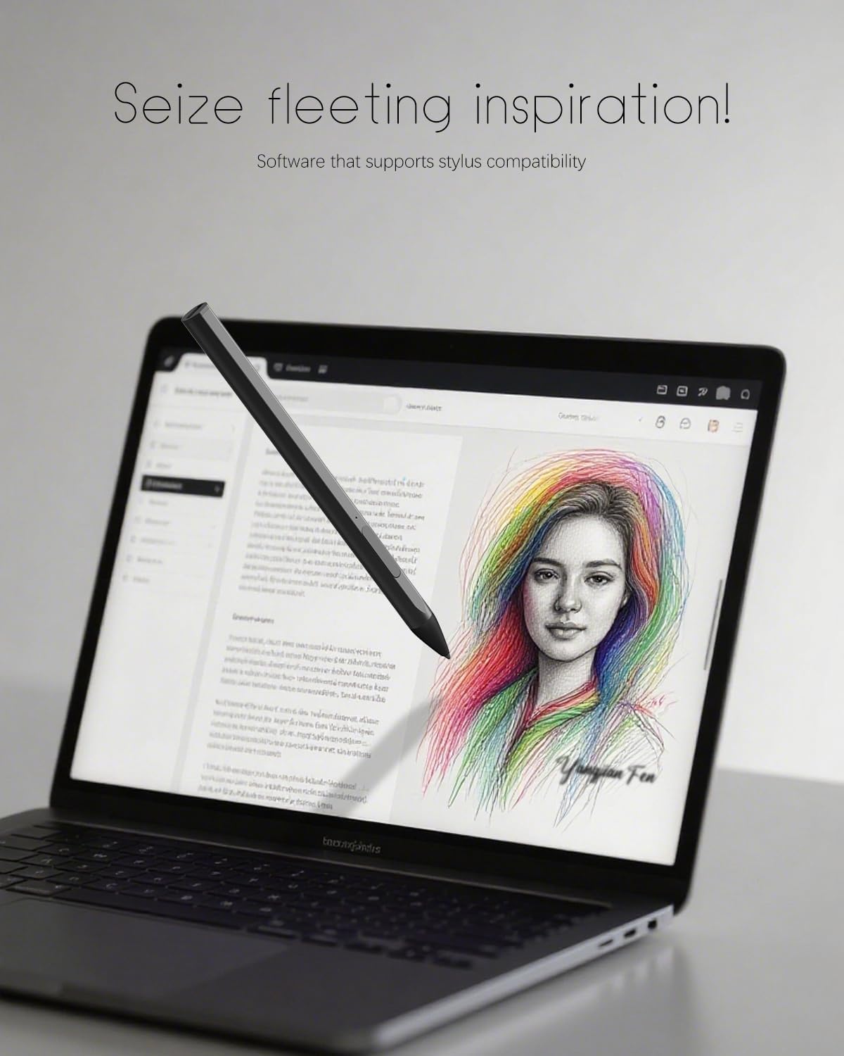 Stylus Stift für HP Envy X360/X2, Pavilion X360, Spectre X360/X2, wiederaufladbarer MPP 2.0 Tilt Active Pen mit 4096 Druckempfindlichkeit, Handflächenerkennung, magnetischer Befestigung, schwarz