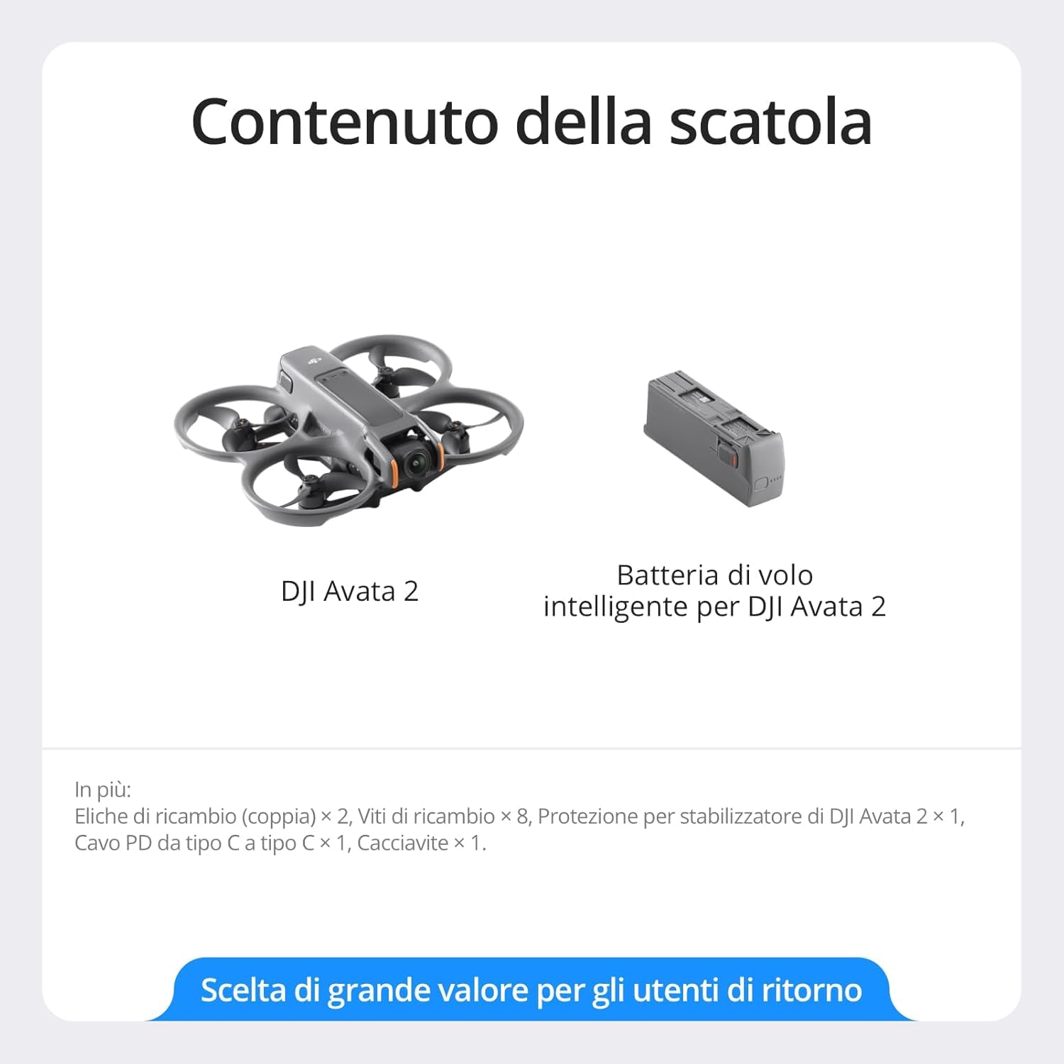 DJI Avata 2 con Accessori Versatili, Drone FPV con fotocamera 4K, Acrobazie con una sola pressione, Paraeliche integrati, Drone con fotocamera con Goggles 3e RC Motion3‌‌‌