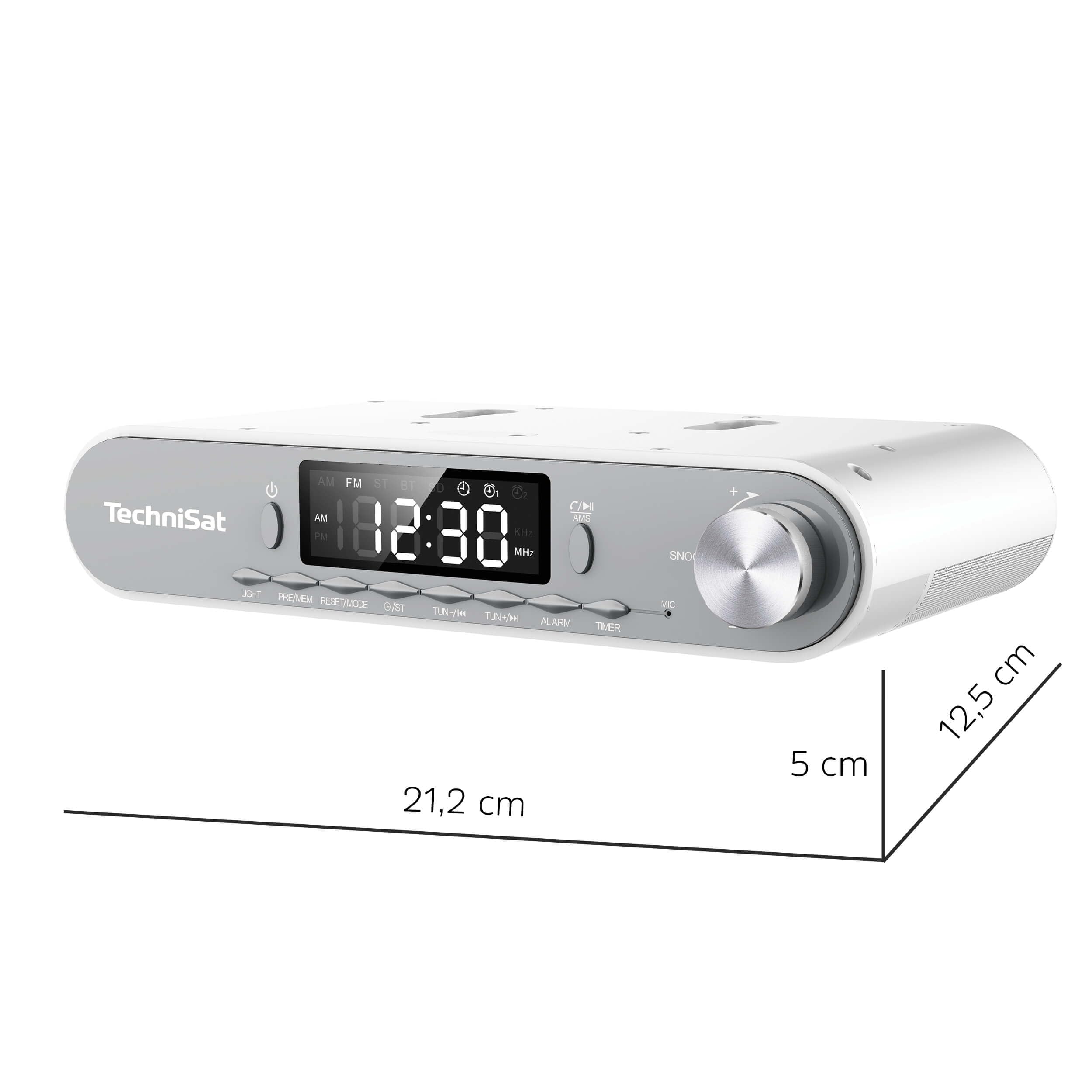 TechniSat Viola Küchenradio - Unterbau Radio mit UKW/FM, LED Display, Arbeitsleuchte, Timer, Bluetooth, Weckfunktion, Freisprecheinrichtung, 5 W Lautsprecher