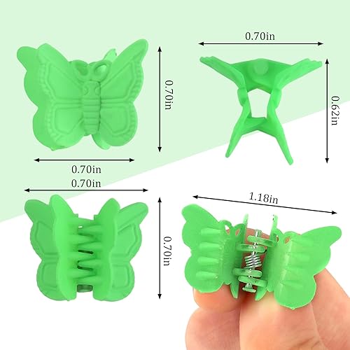 Miniatura 2 de YISSION 60 pinzas para el cabello de mariposa verde mate, lindas pinzas pequeñas de mariposa con caja paquete de los años 90 Y2K accesorios para el