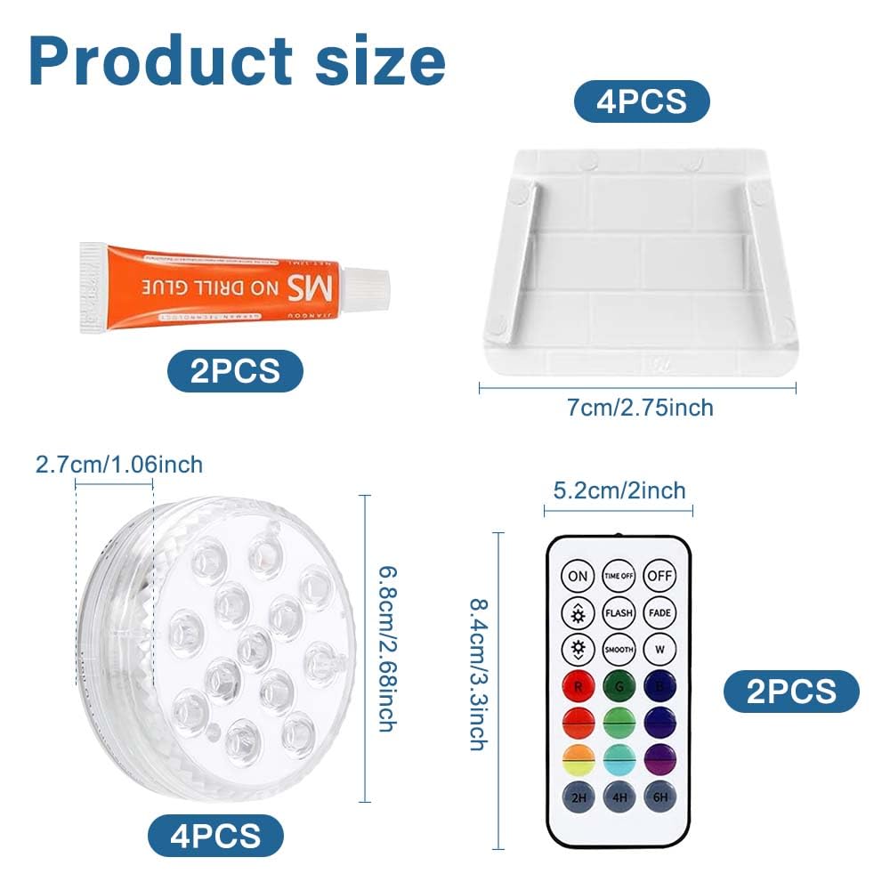 4 Pezzi Luci per Piscina,16 Colori Piscina IP68 Impermeabile LED, Immersione Subacquea Candele Subacquea Light con 2 Telecomando per Vasca da Bagno, Acquario, La Cerimonia Nuziale,Partito
