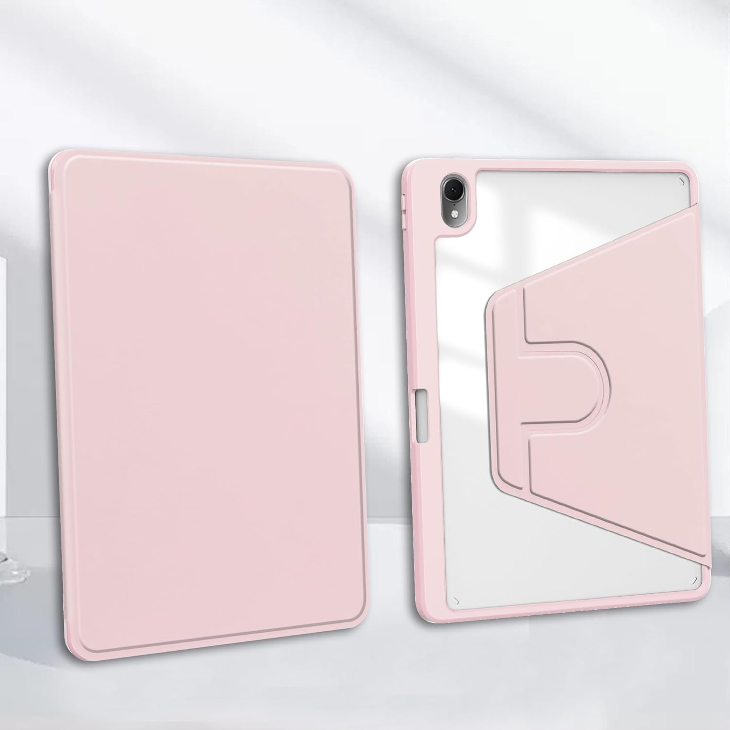 Rotating Case for Huawei MatePad SE 11 inch 2024 with Pencil Holder,360 Degree Rotation Protective Stand Smart Tablet Slim Hard Shell Folio Cover Clear Back, Auto Wake/Sleep (Pink)