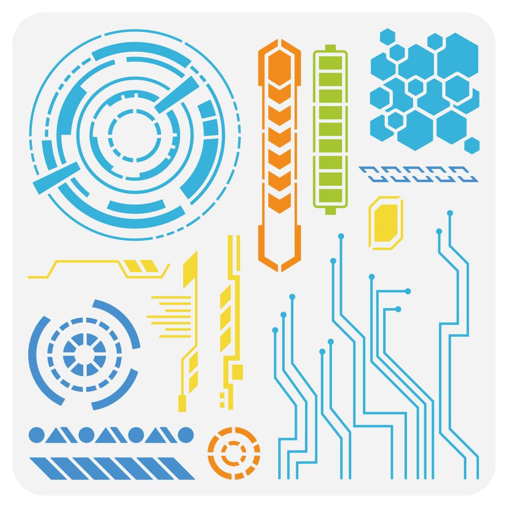 FINGERINSPIRE Science and Technology Stencil for Painting 11.8x11.8 inch Reusable Circuit Board Drawing Template DIY Craft Bullet Tracker Decoration Stencil for Painting on Wood Wall Fabric Furniture