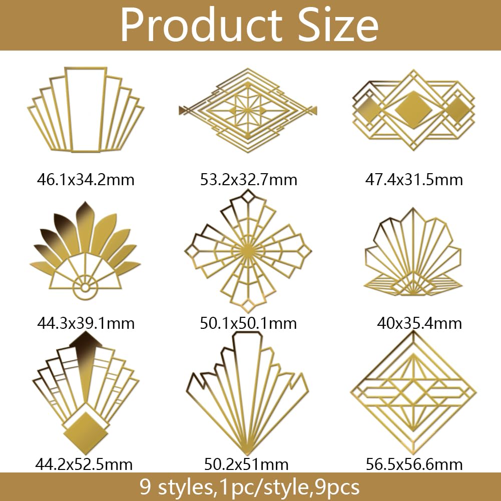 OLYCRAFT Goldene Metallaufkleber - 18 Stück Retro Fliesenmuster Für Harzdekoration