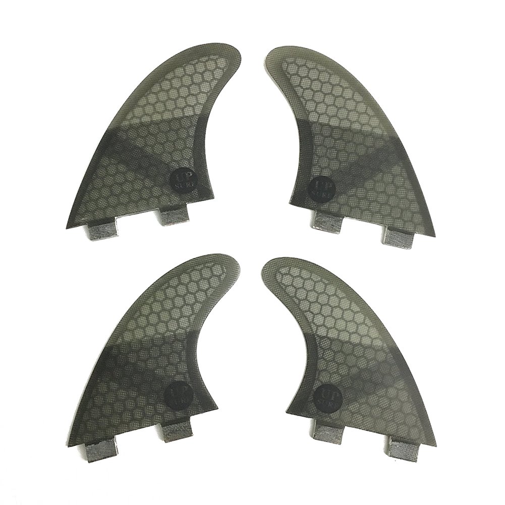 UPSURF Surfboard Fins (4 Fins) K2.1 Double Tabs Fins Base Honeycomb Fiberglass Quad fin with 1 Key & 8 Screws