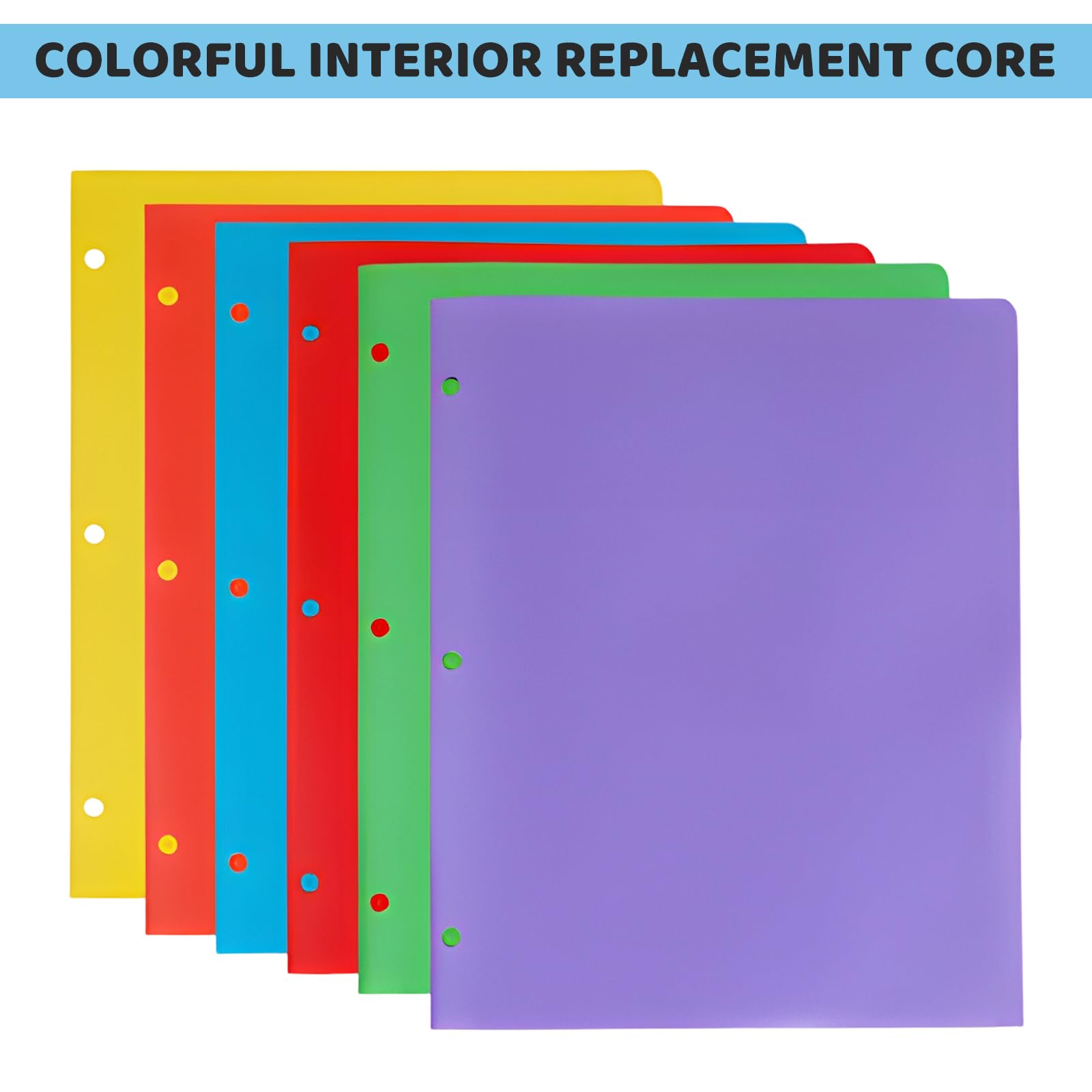 All-in-One Telescoping Ring Binder Folder, Refillable Folders 3 Ring Binder, Flexible Binder Organizer with Pockets Black Casing and 6 Colorful Folder for Certificates, Receipts, Paper, Art, Projects - Image 3