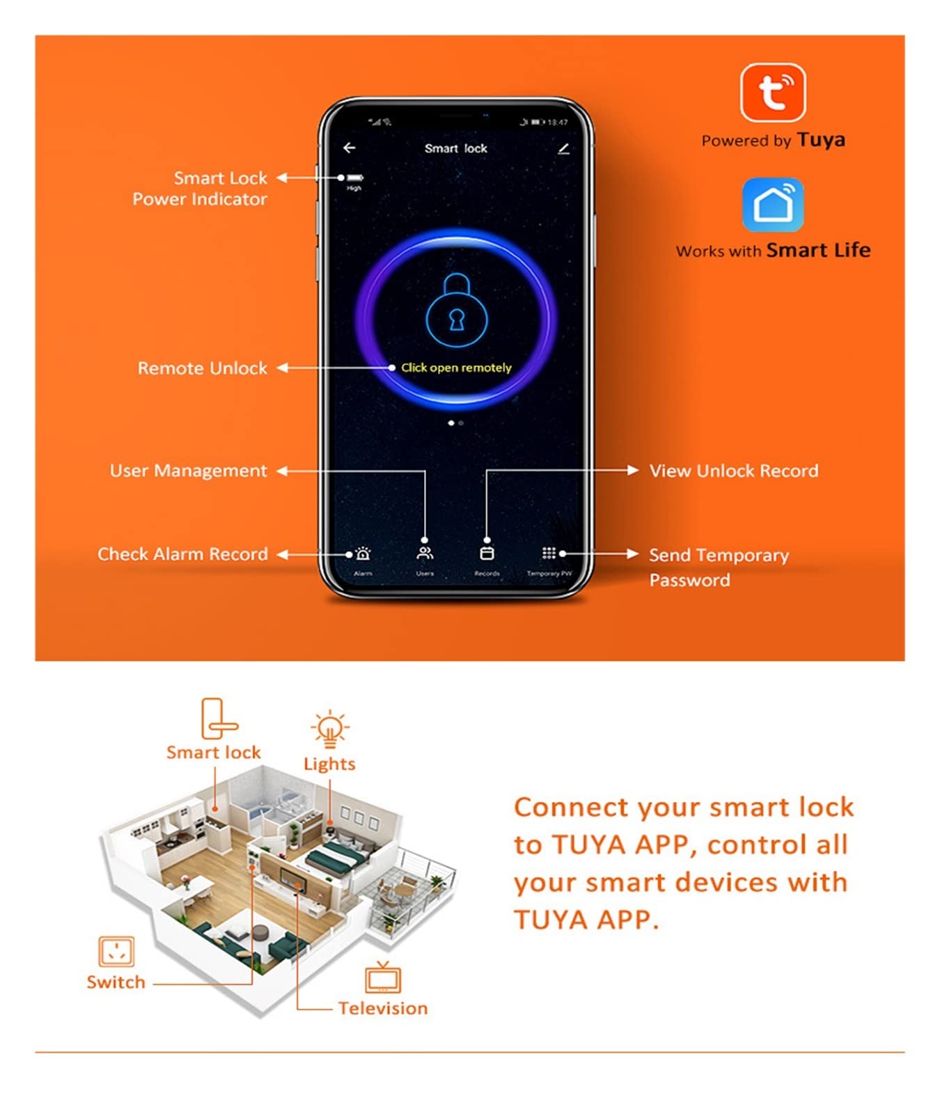 Tuya WiFi Smart Door Lock Cerradura inteligente, Password tastiera touch screen, Impronta digitale con serratura digitale Fechadura (Color : 3585 Sliding Mortise) wisdom