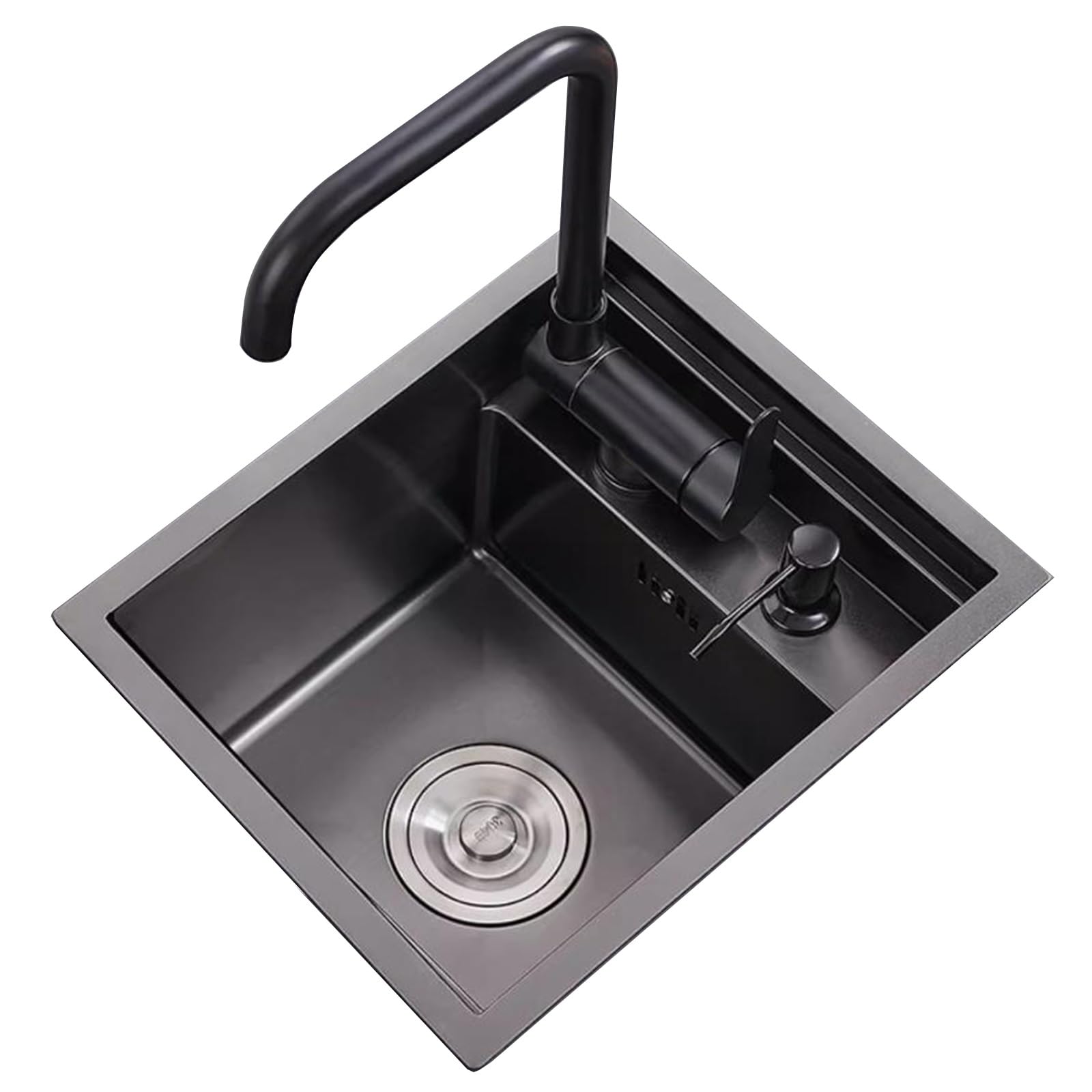 ZQFHSX Built-in Stainless Steel Countertop Sink with Folding Faucet - RV/Bar Vegetable Washing Basin, Concealed Single Bowl Design