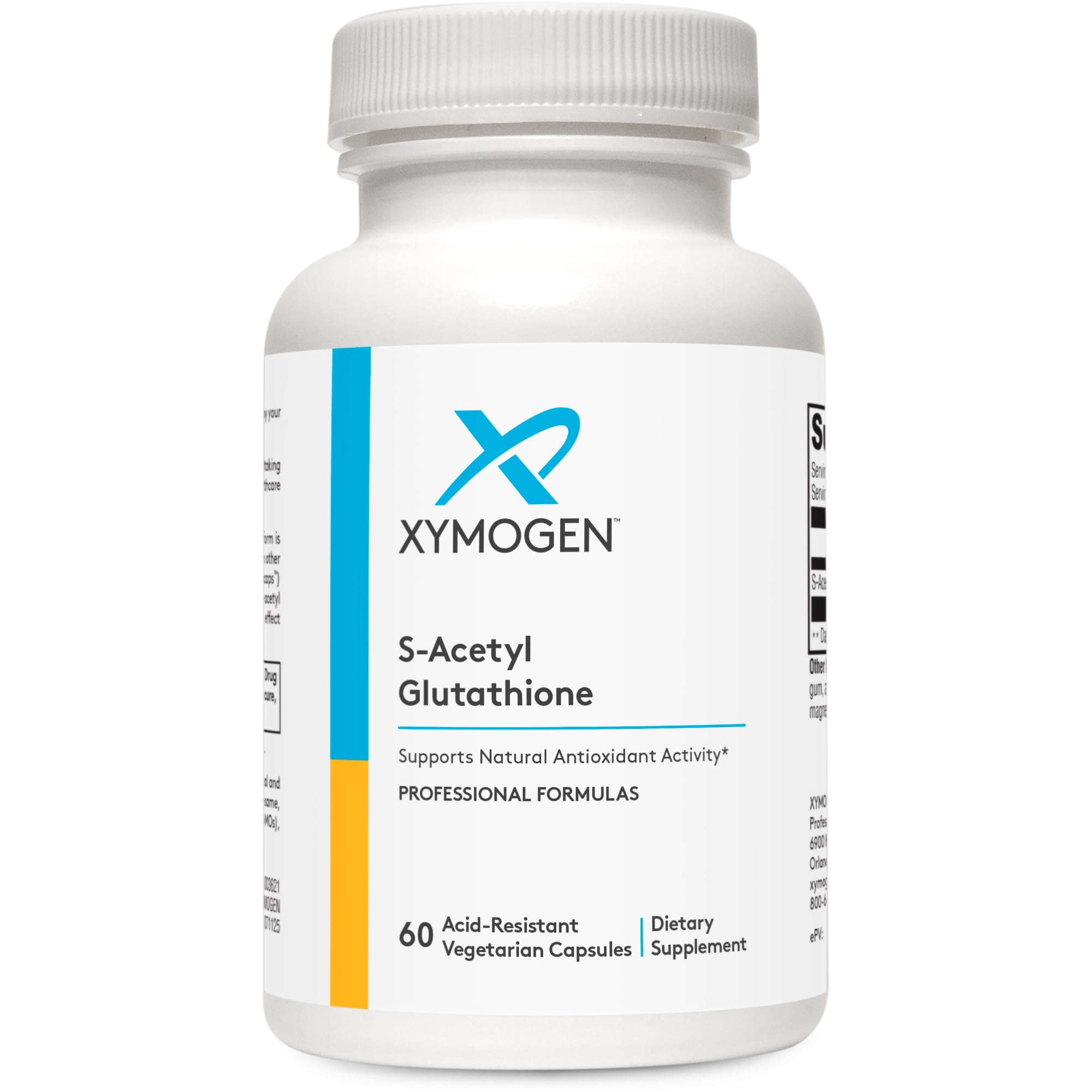 XYMOGEN S Acetyl Glutathione - Superior Absorption Acetylated Glutathione Supplement with Stomach Acid-Resistant Capsules - Healthy Aging, Cellular, Antioxidant + Immune Support (60 Capsules)