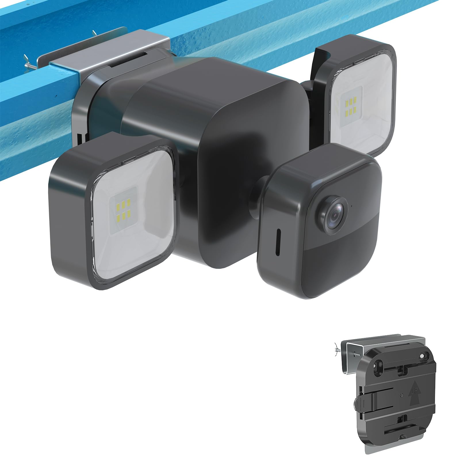 Photo 1 of *** BRACKET ONLY *** Gutter Mount Kit for Blink Outdoor 4 Floodlight Camera/Blink Out Door 3 Floodlight Cam, Stainless Steel Bracket, Anti-Rust Screws, No Drill Installation Suitable for Home Security Cameras