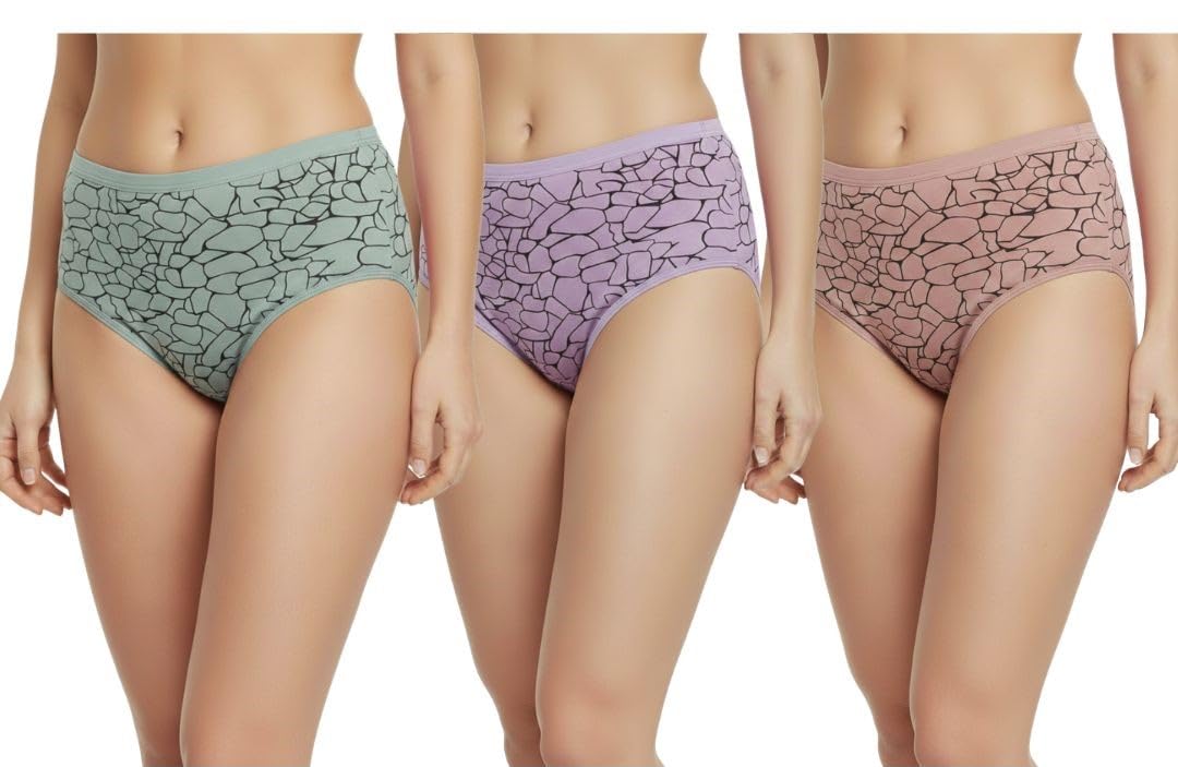 Women’s Printed Bikini Panties – Soft Cotton Stretch Underwear, Breathable Mid Waist Comfortable Briefs Pack of 3 (Multicolor)-image-26