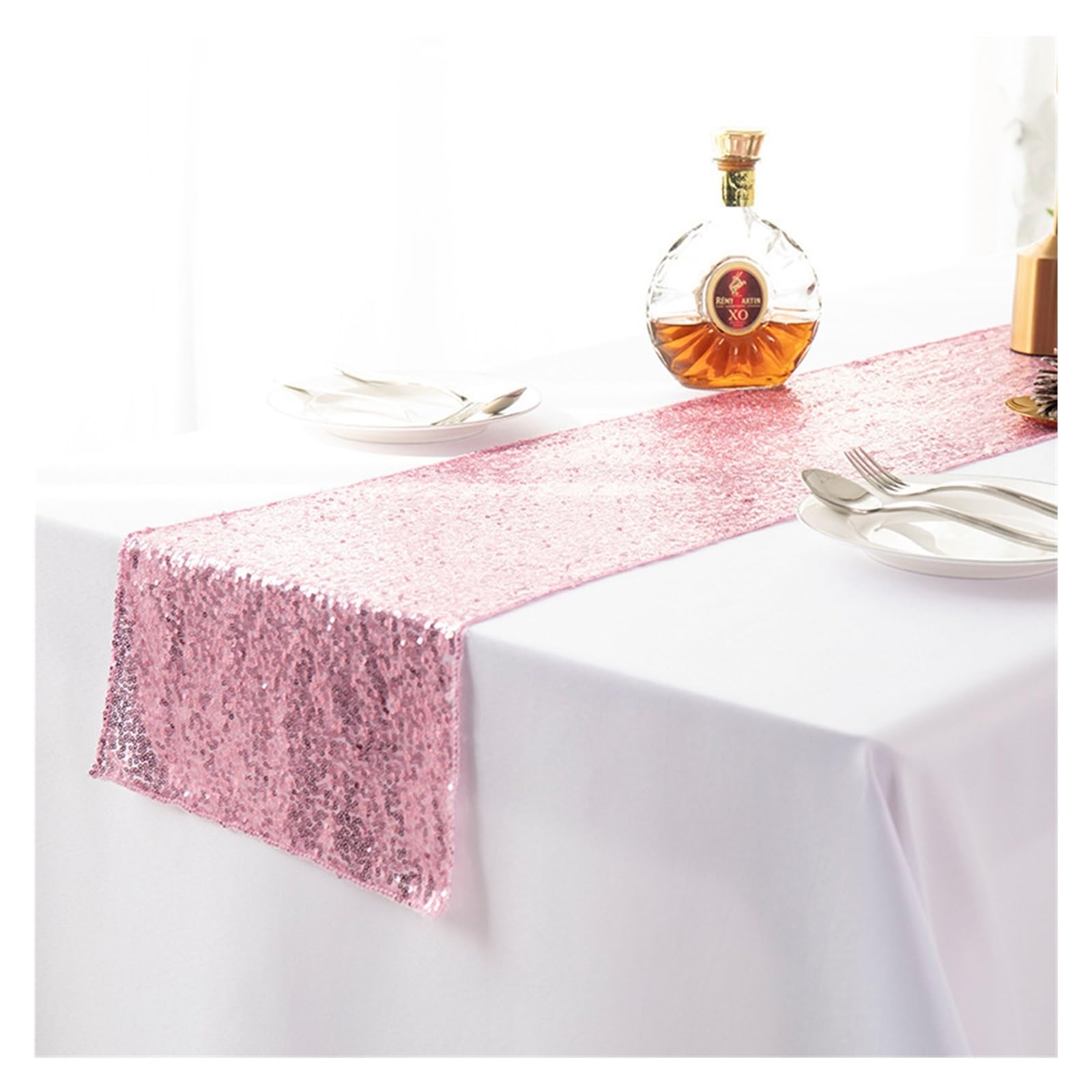 Disco Table Runner 1 Pieces Sequin Table Runner Glitter Dining for Birthday Bachelorette Holiday Celebration(Pink,30x275cm)