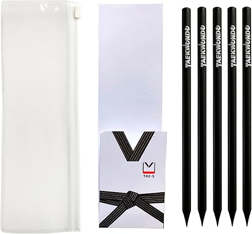 Miniatura 10 de TAE-S Taekwondo - Lápices HB de madera con estuche de PVC transparente blanco, idea de regalo pensada para estudiantes de artes marciales (6