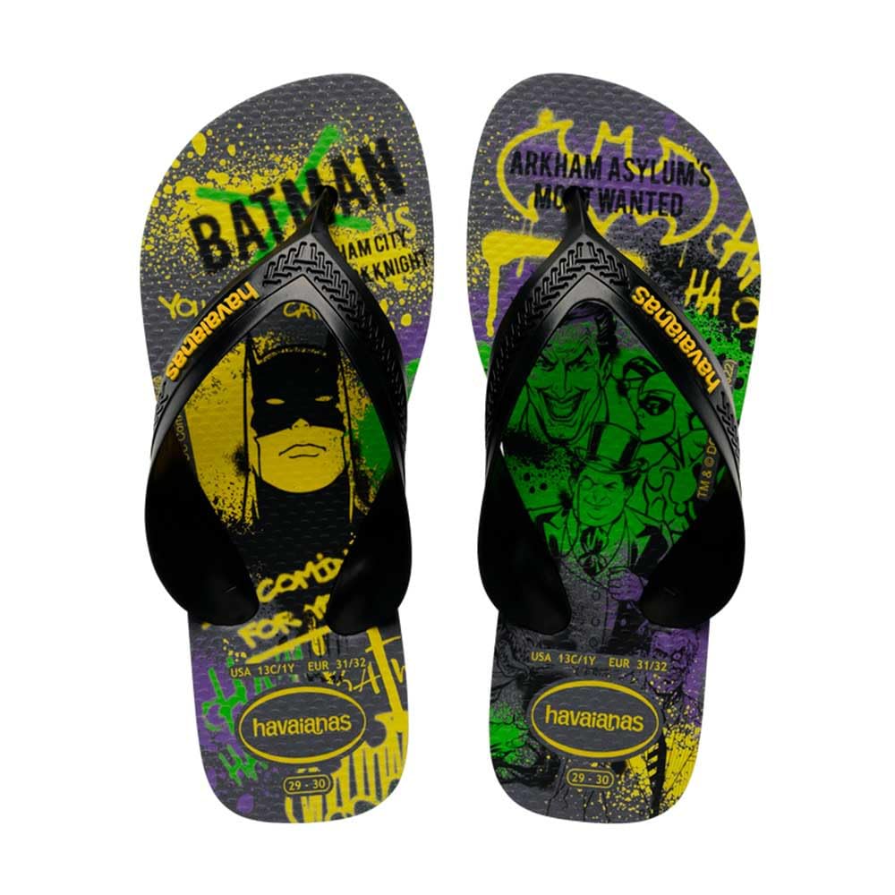 Havaianas Kids Max Herois Boys FlipFlop Steel Grey/Black 10/11 UK Child