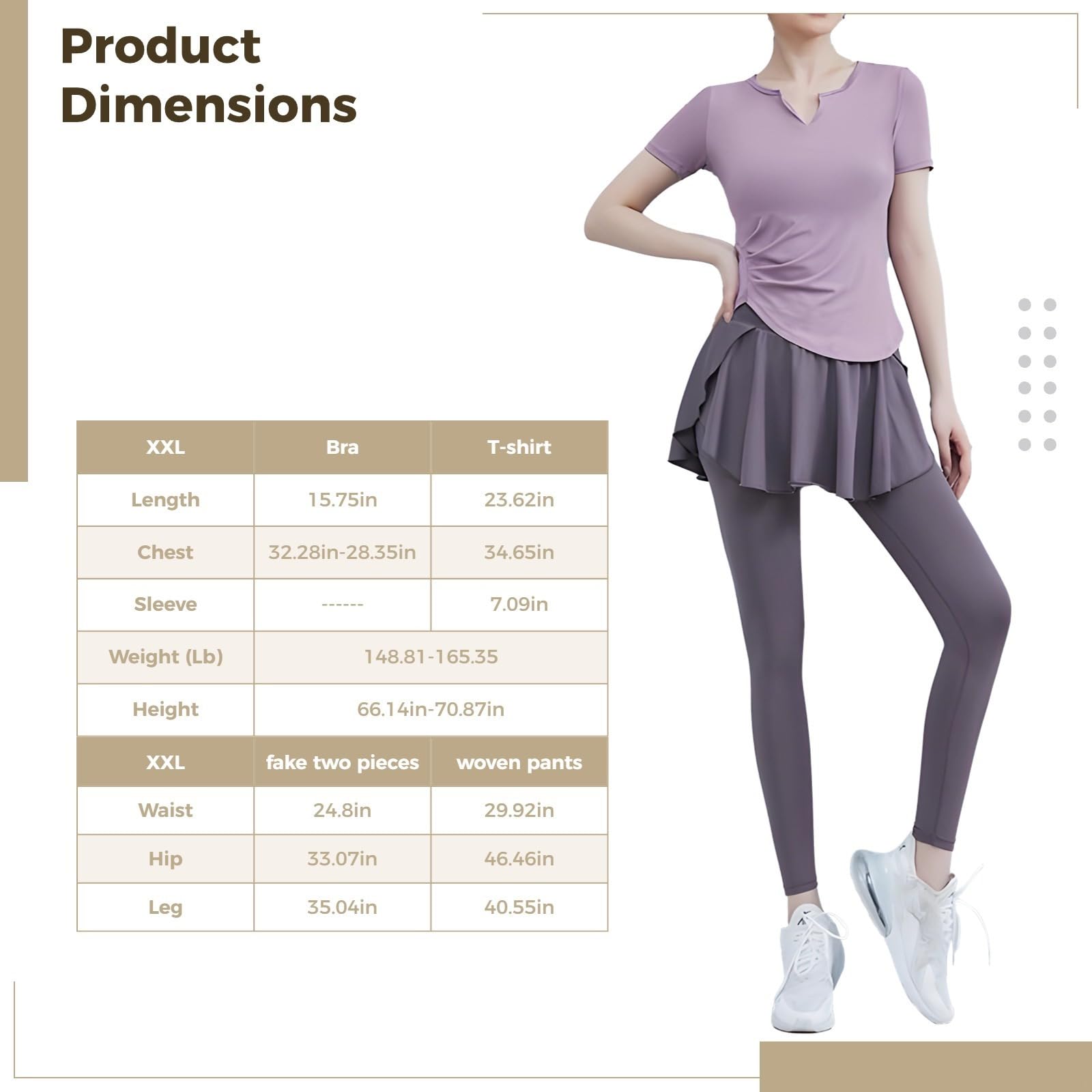 2-teiliges Damen-Fitness-Set in XL, kurzärmeliges Oberteil mit V-Ausschnitt und Leggings mit hoher Taille für Pilates und Yoga, atmungsaktives Spandex-Poly-Material, violett, Einheitsgröße
