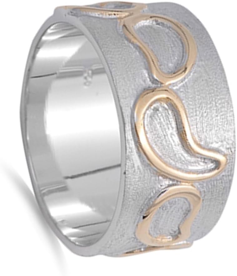 Gold-Tone Horn Eternity Ring New .925 Sterling Silver Band Sizes 5-9