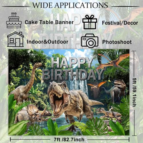 Fondo de cumpleaños dinosaurio 82.7x59.1 pulgadas miniatura 6